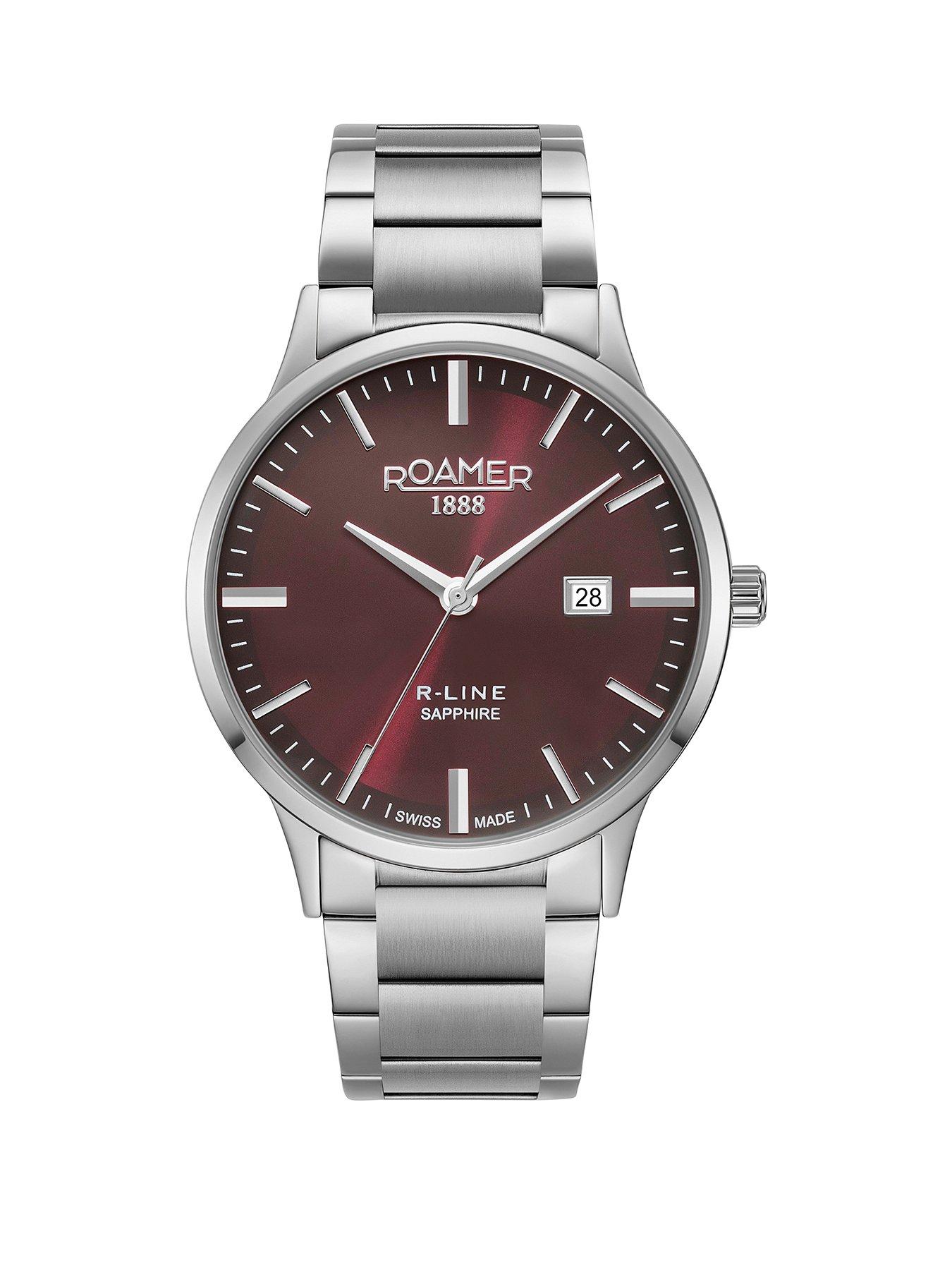 undefined Swiss Made Men's R-Line Classic with Burgundy Dial and Stainelss Steel Case and Bracelet