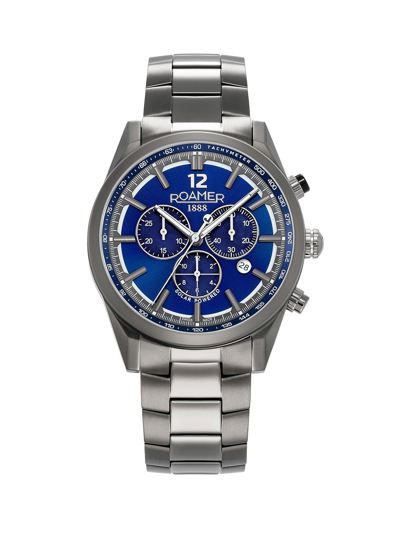 undefined Swiss Made Helios-Power Men's Titamium Case and Bracelet with Blue Dial