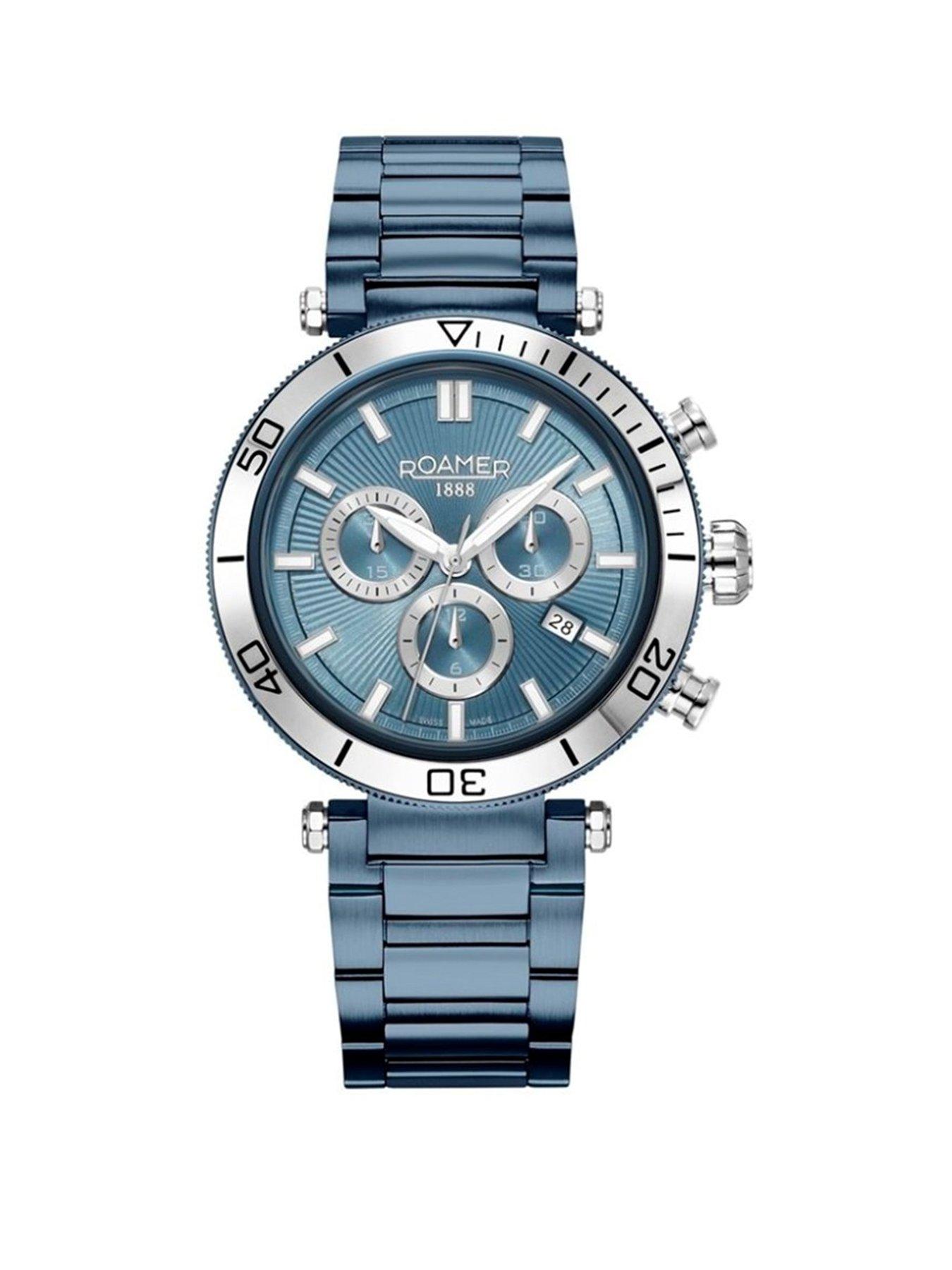 undefined Swiss Made Men's Toscana Watch with Blue IP Stainless Steel Case and Bracelet and Blue Dial