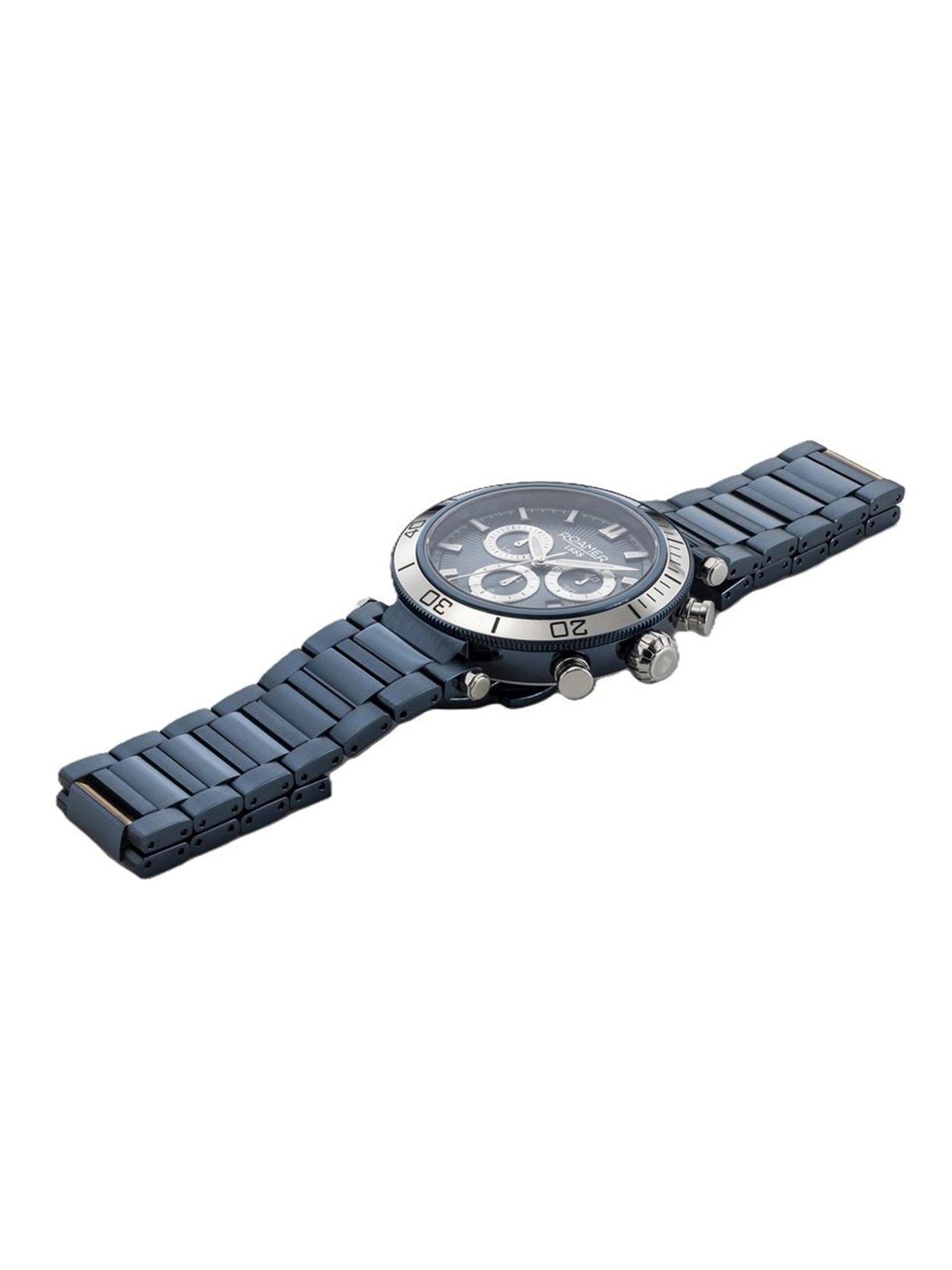 Image 3 of 5 of Roamer of Switzerland Swiss Made Men's Toscana Watch with Blue IP Stainless Steel Case and Bracelet and Blue Dial
