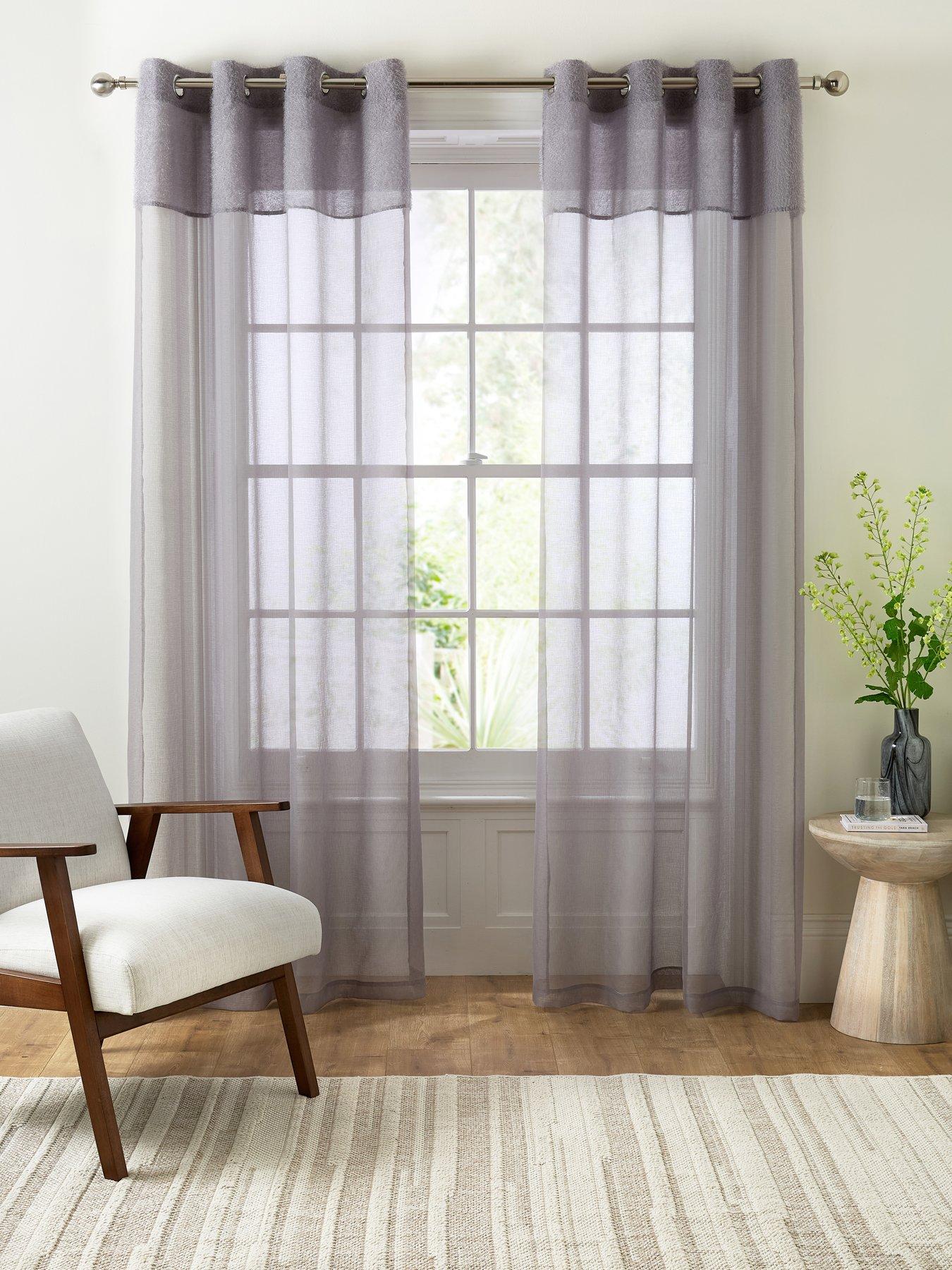 undefined Girona Eyelet Textured Top Boarder Panel Pair 137cm (90")