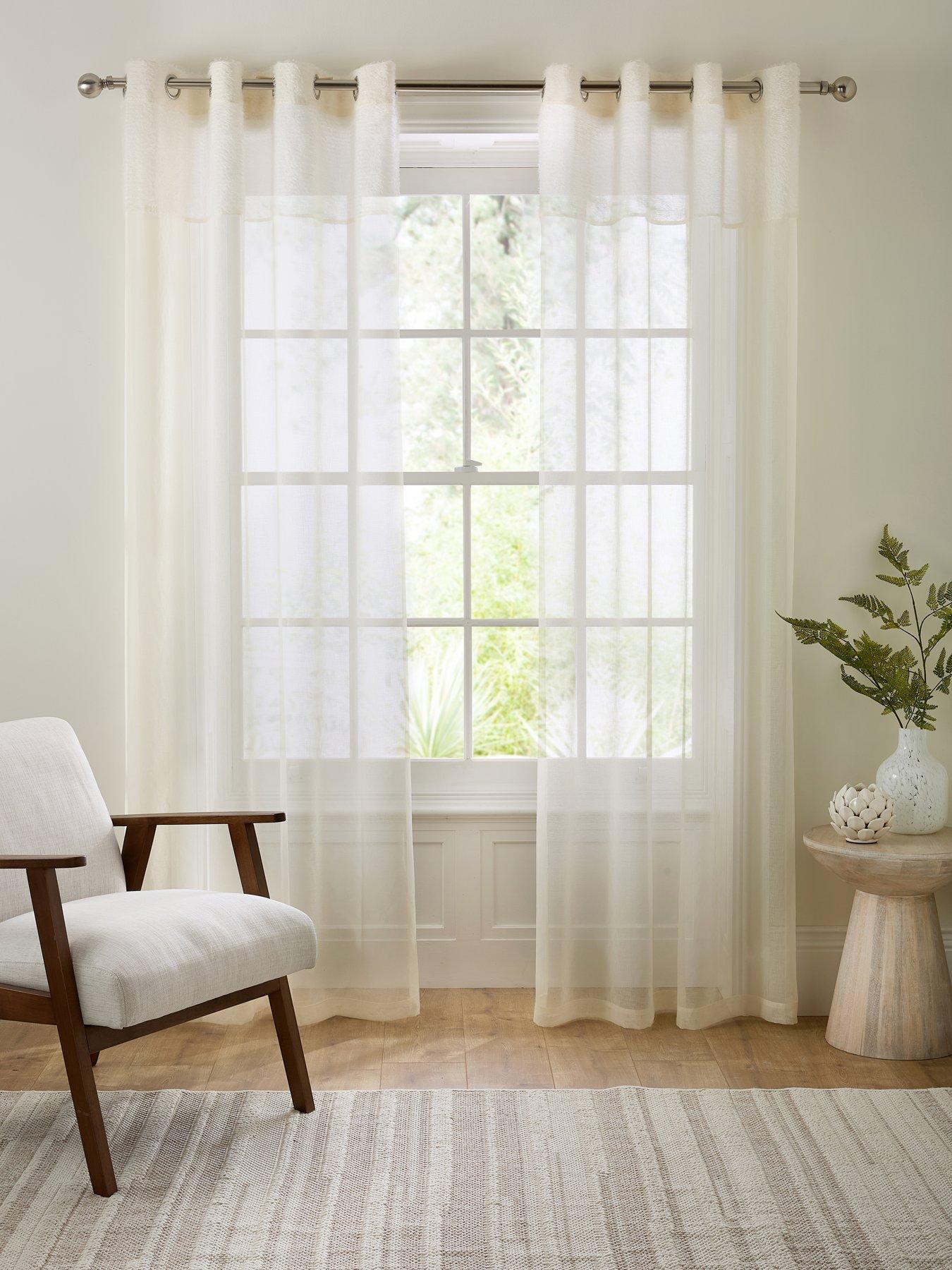 undefined Girona Eyelet Textured Top Boarder Panel Pair 137cm (90")