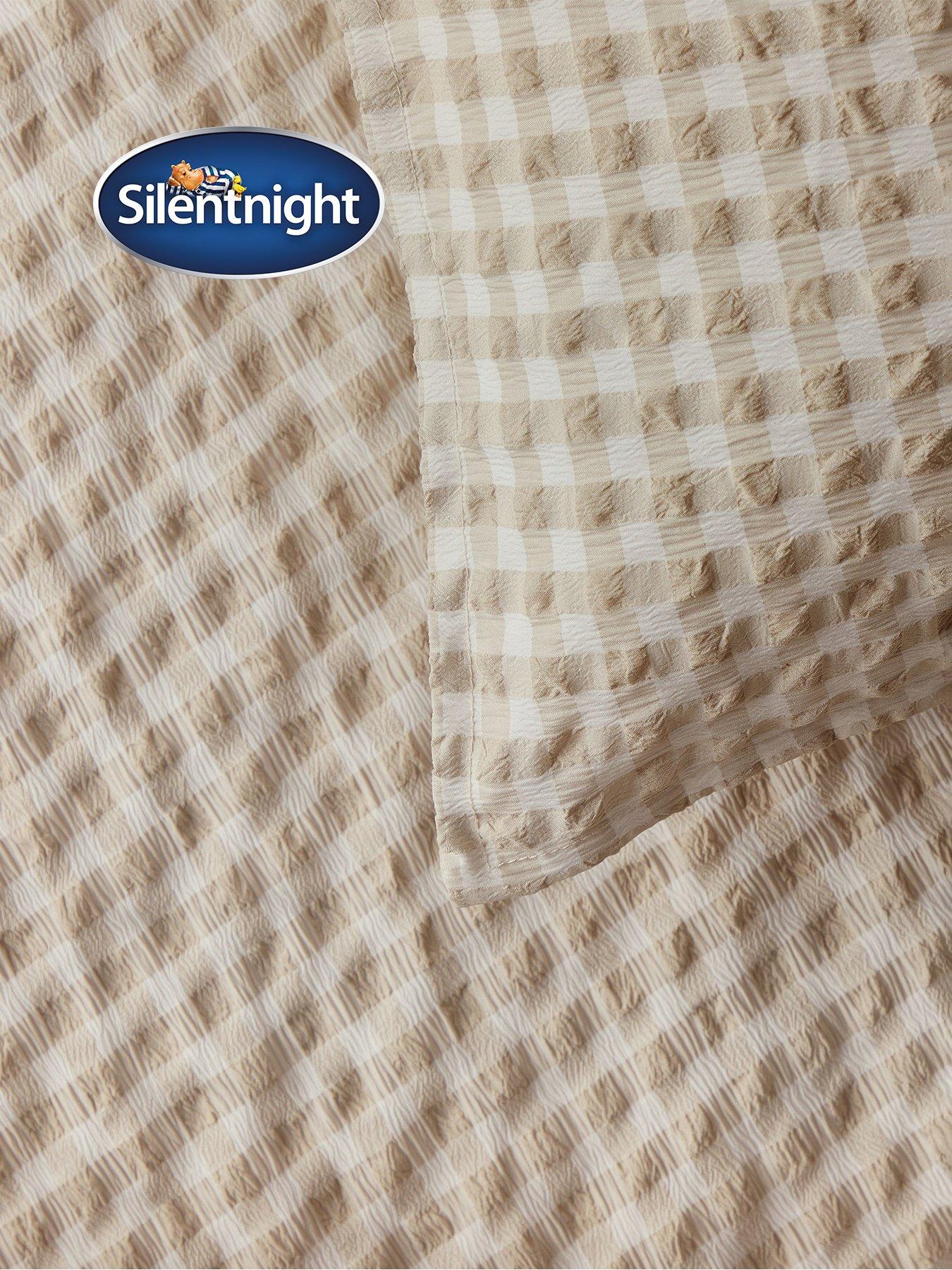Image 3 of 7 of Silentnight Supersoft Gingham Seersucker Duvet Cover Set - Natural