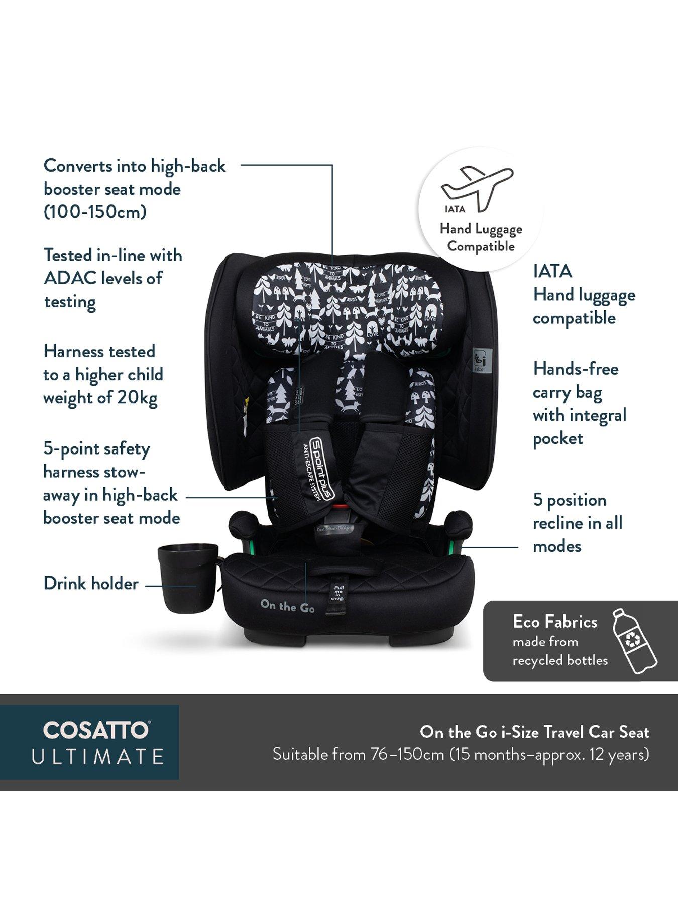 Image 6 of 8 of Cosatto On The Go iSize Foldable Travel Car Seat (76-150cm) - Itchy Feet Sky