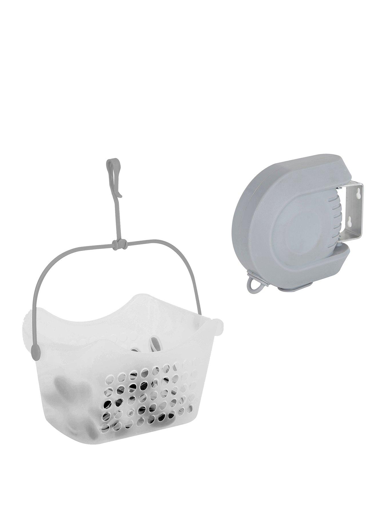 undefined Retractable Washing Line And Peg Bucket With Pegs