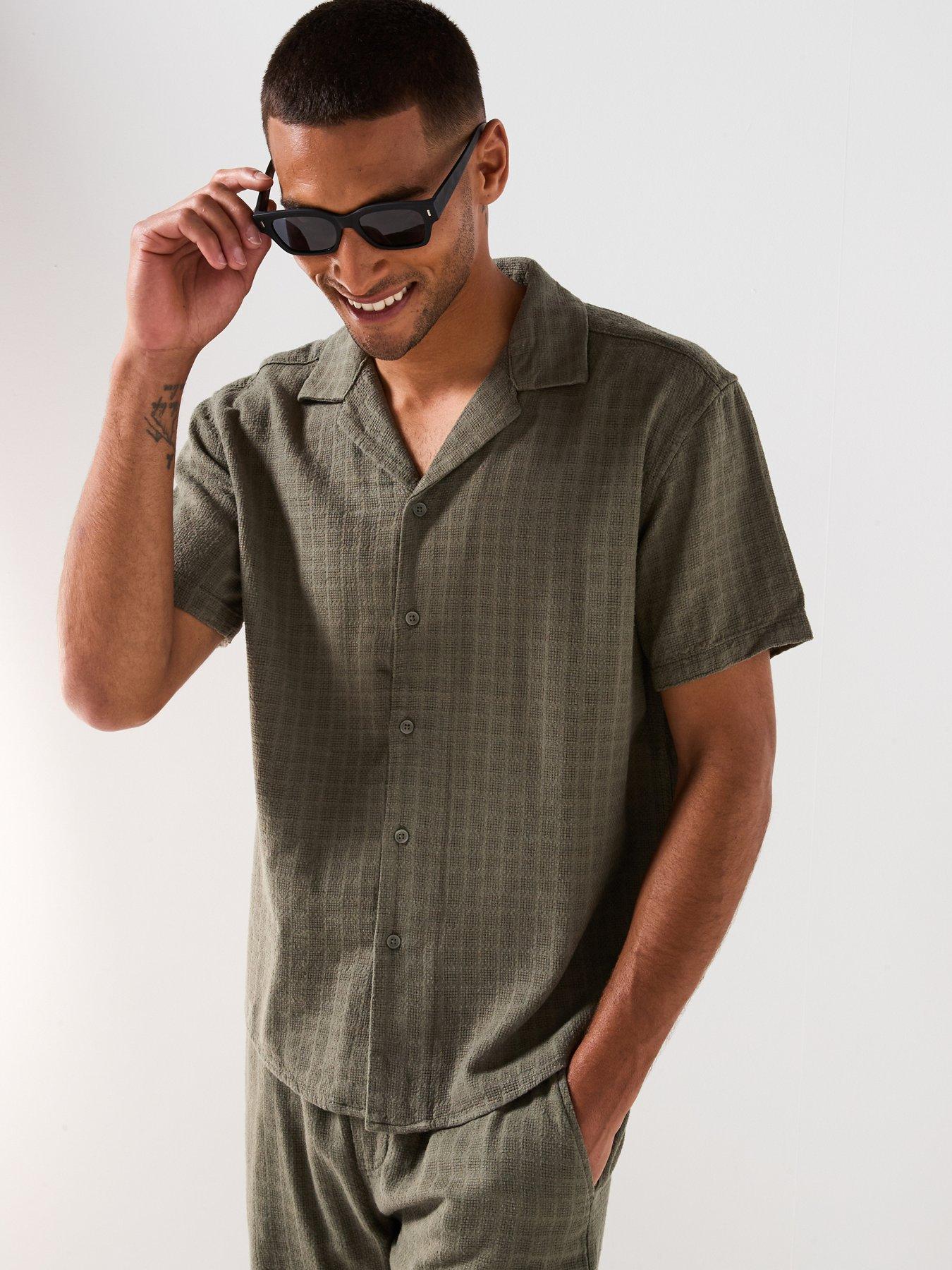 undefined Only & Sons Latham Short Sleeve Linen Blend Shirt
