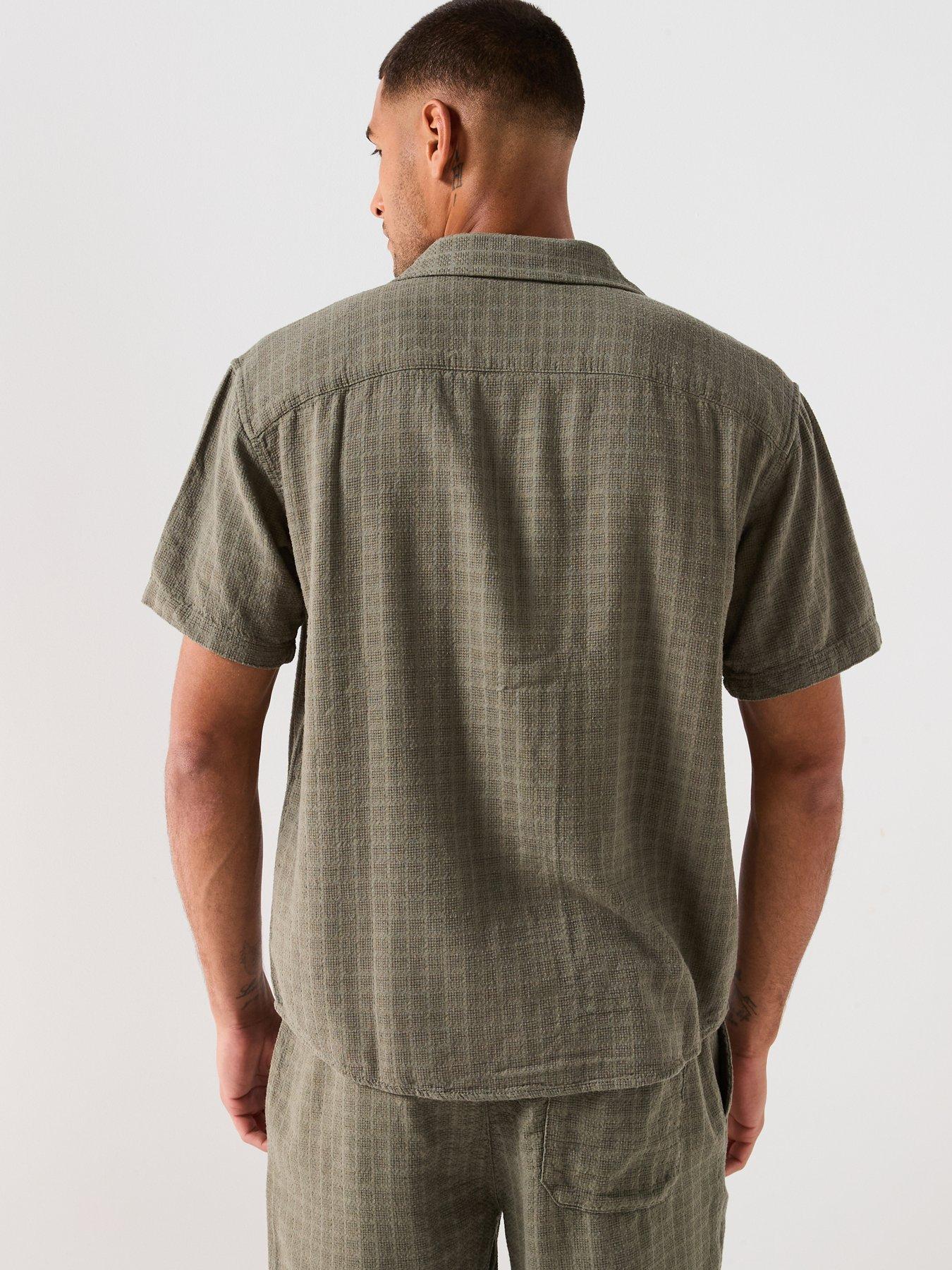 Image 2 of 4 of ONLY & SONS Latham Short Sleeve Linen Blend Shirt - Dark Green