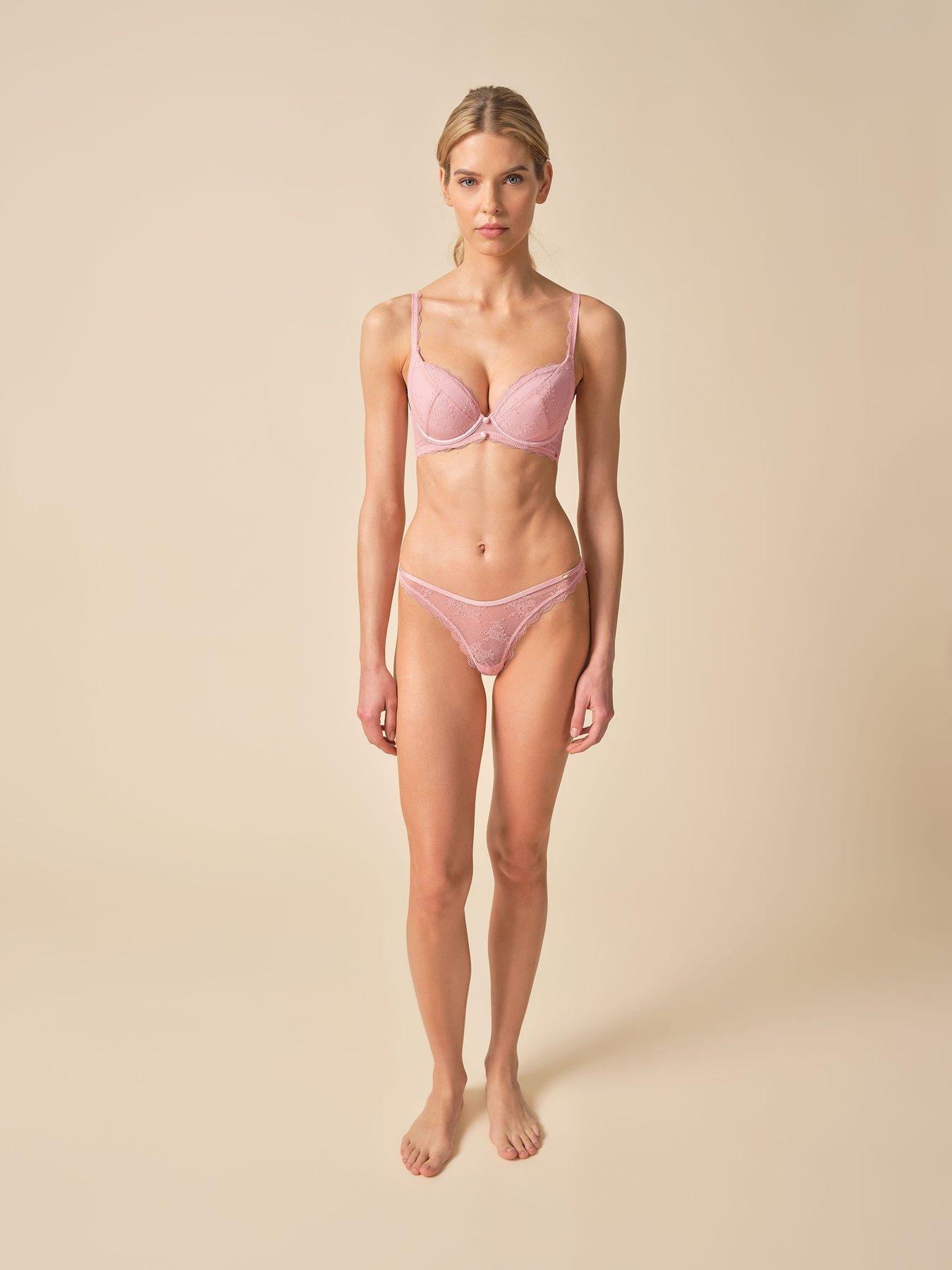 Image 3 of 6 of Gossard Vintage Romance Underwired Padded Plunge Bra - Soft Pink