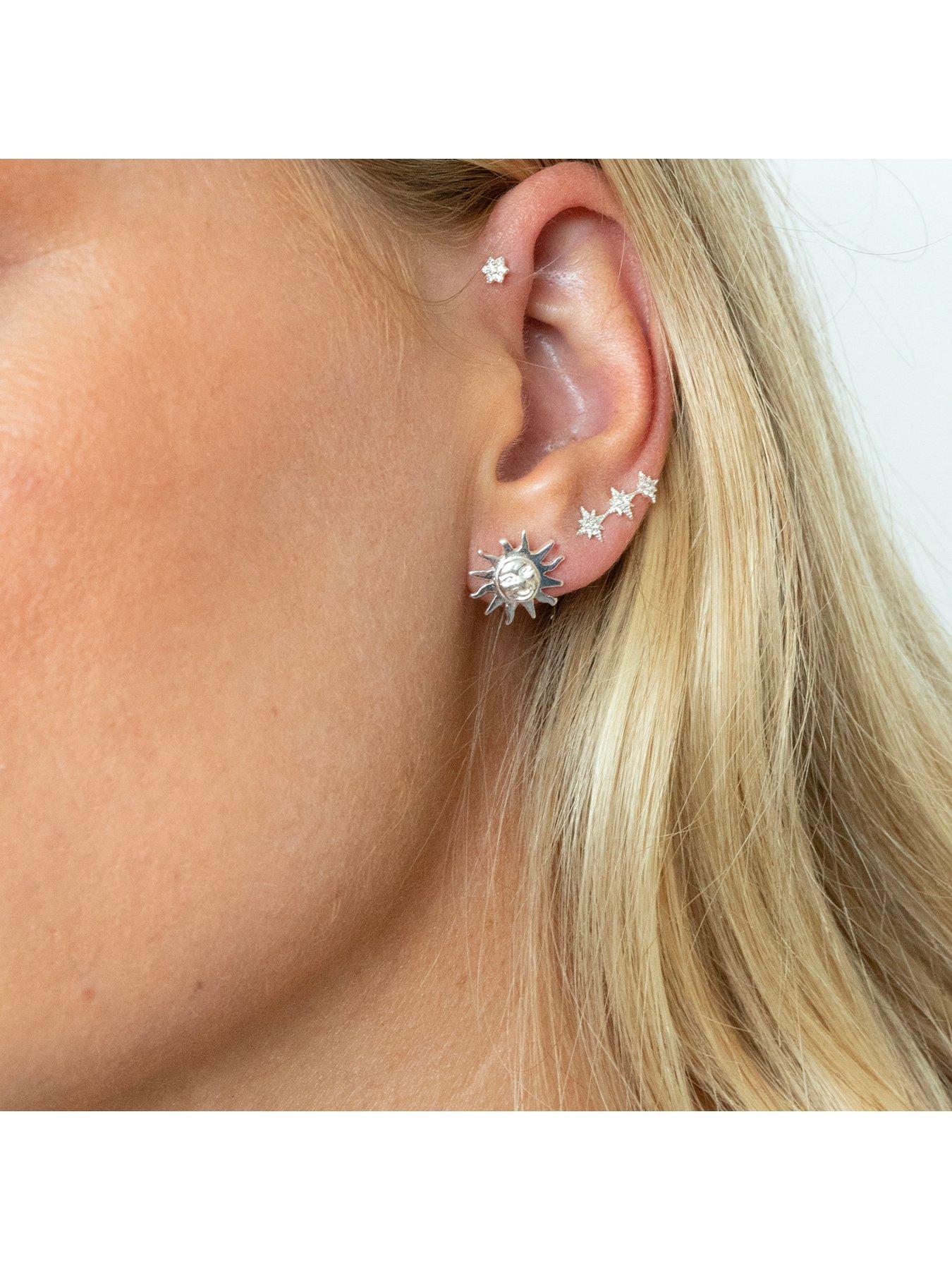Image 2 of 5 of Seol + Gold Sterling Silver Tiny Flower CZ Stud