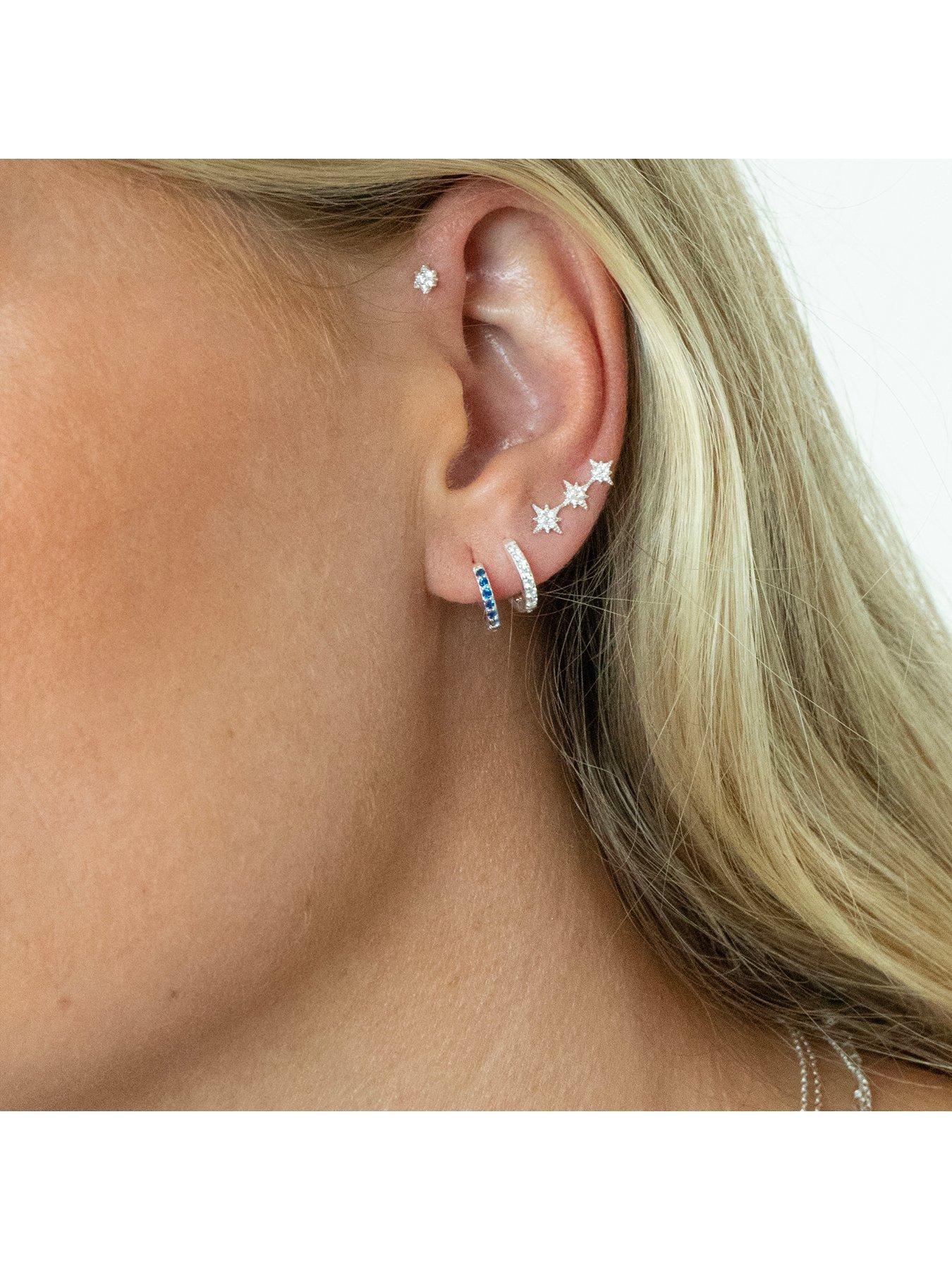 Image 4 of 5 of Seol + Gold Sterling Silver Tiny Flower CZ Stud
