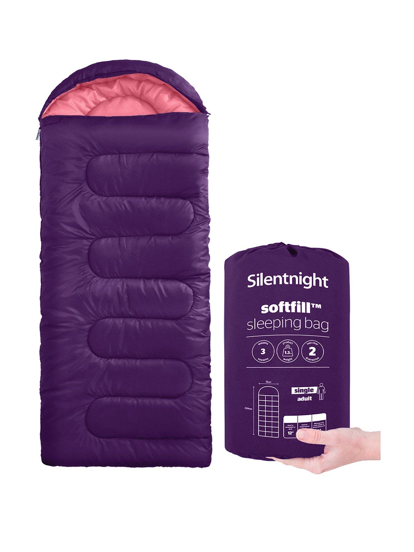 Image 1 of 6 of Silentnight Camping Collection Adult Sleeping Bag - Purple/Pink - Single