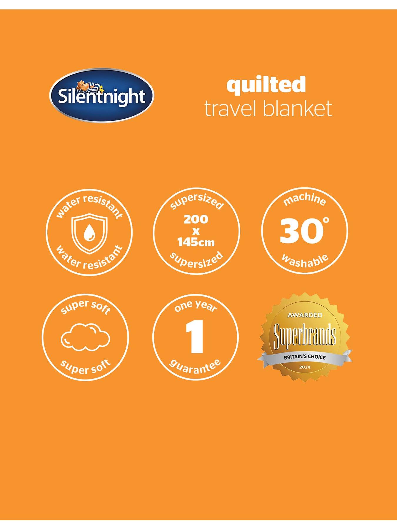 Image 7 of 7 of Silentnight Camping Collection Quilted Water Resistant 200cm x 145cm Travel Blanket - Black