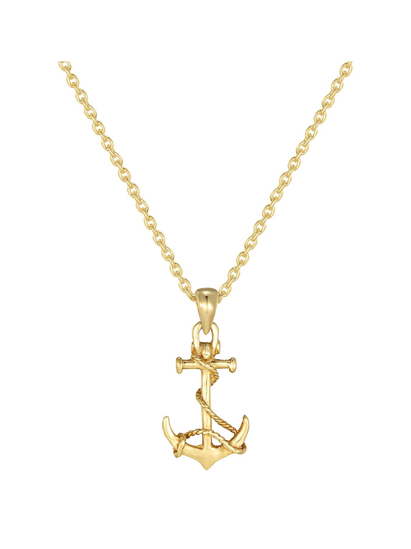 undefined 18ct Gold Plated Sterling Silver Anchor Necklace