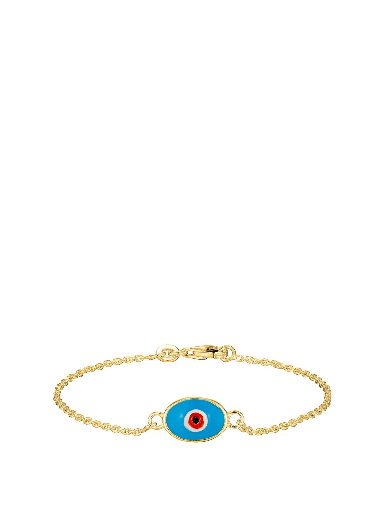 undefined 18ct Gold Plated Sterling Silver Enamel Evil Eye Bracelet