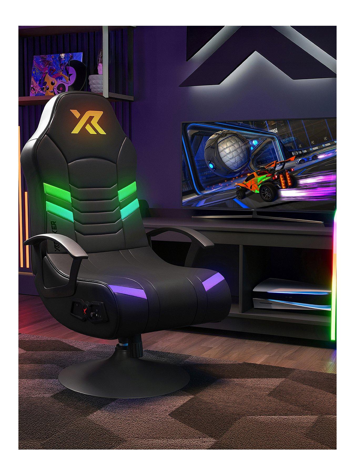 X Rocker Aries RGB Stereo Audio Pedestal Gaming chair with App-Controlled RGB light