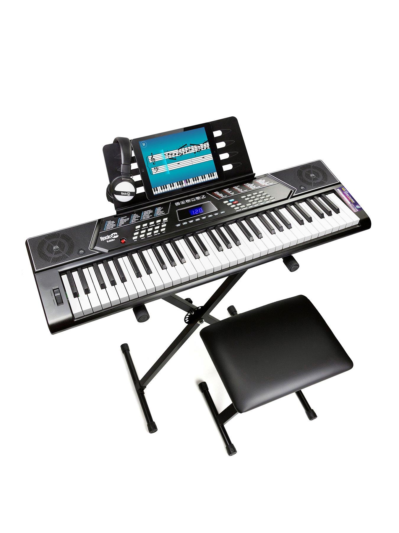 undefined 61 Key Keyboard Piano with Pitch Bend Kit, Stand, Bench, Headphones, Simply Piano App & Keynote Stickers
