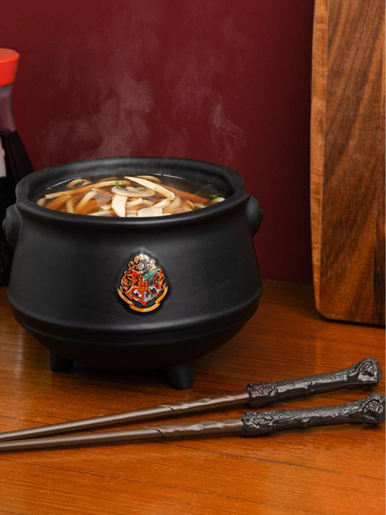 Harry Potter Hogwarts Cauldron Ramen Set Officially Licensed Merchandise, Noodle Bowl And Chopstick Gift Pack For Wizarding World Fans