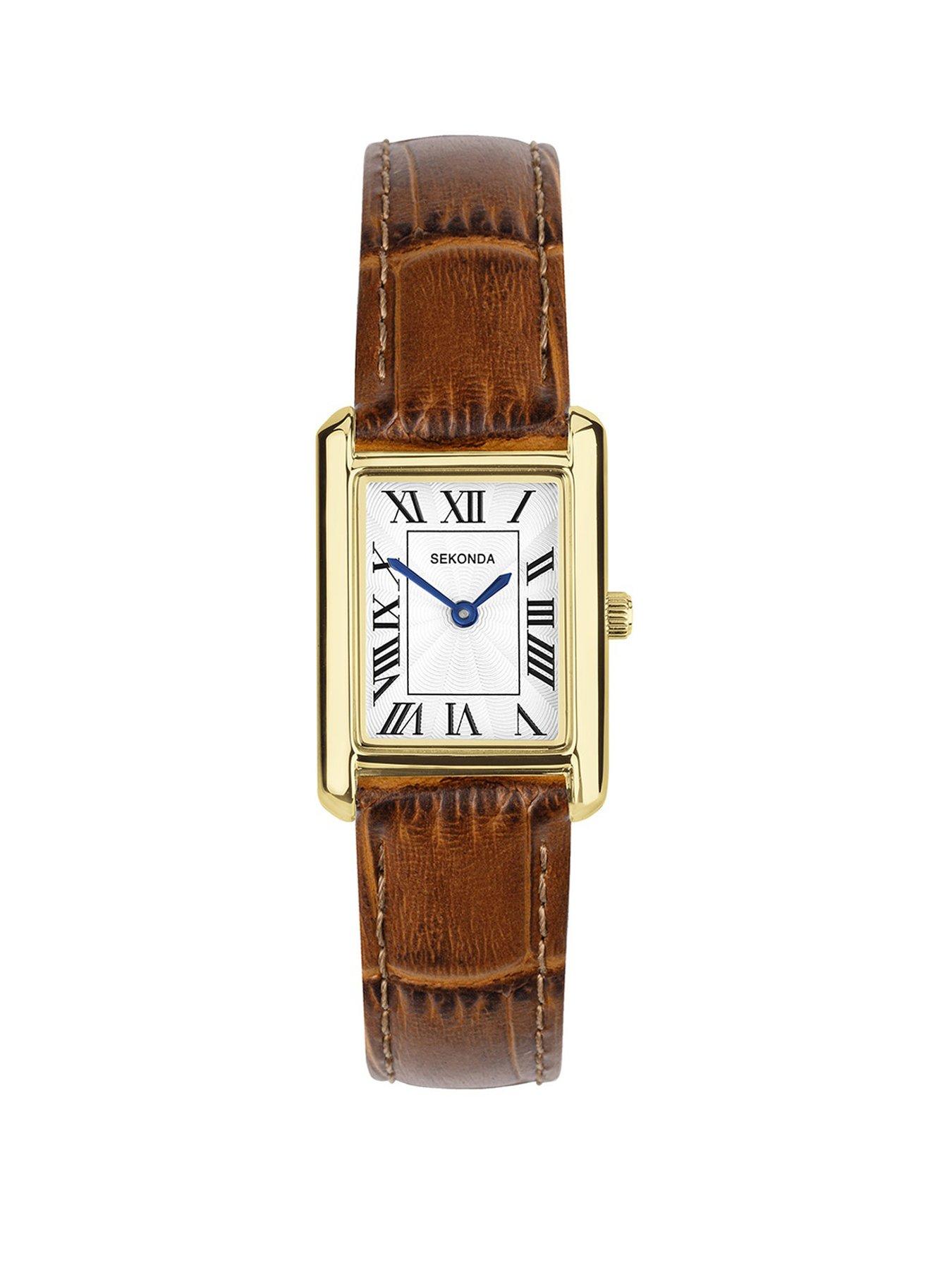 undefined Womens Colette Brown Leather Bracelet with White Dial Analogue Watch