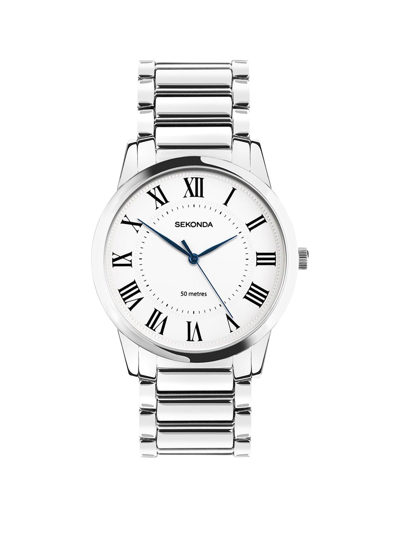 undefined Mens Beaumont Silver Alloy Bracelet with White Dial Analogue Watch