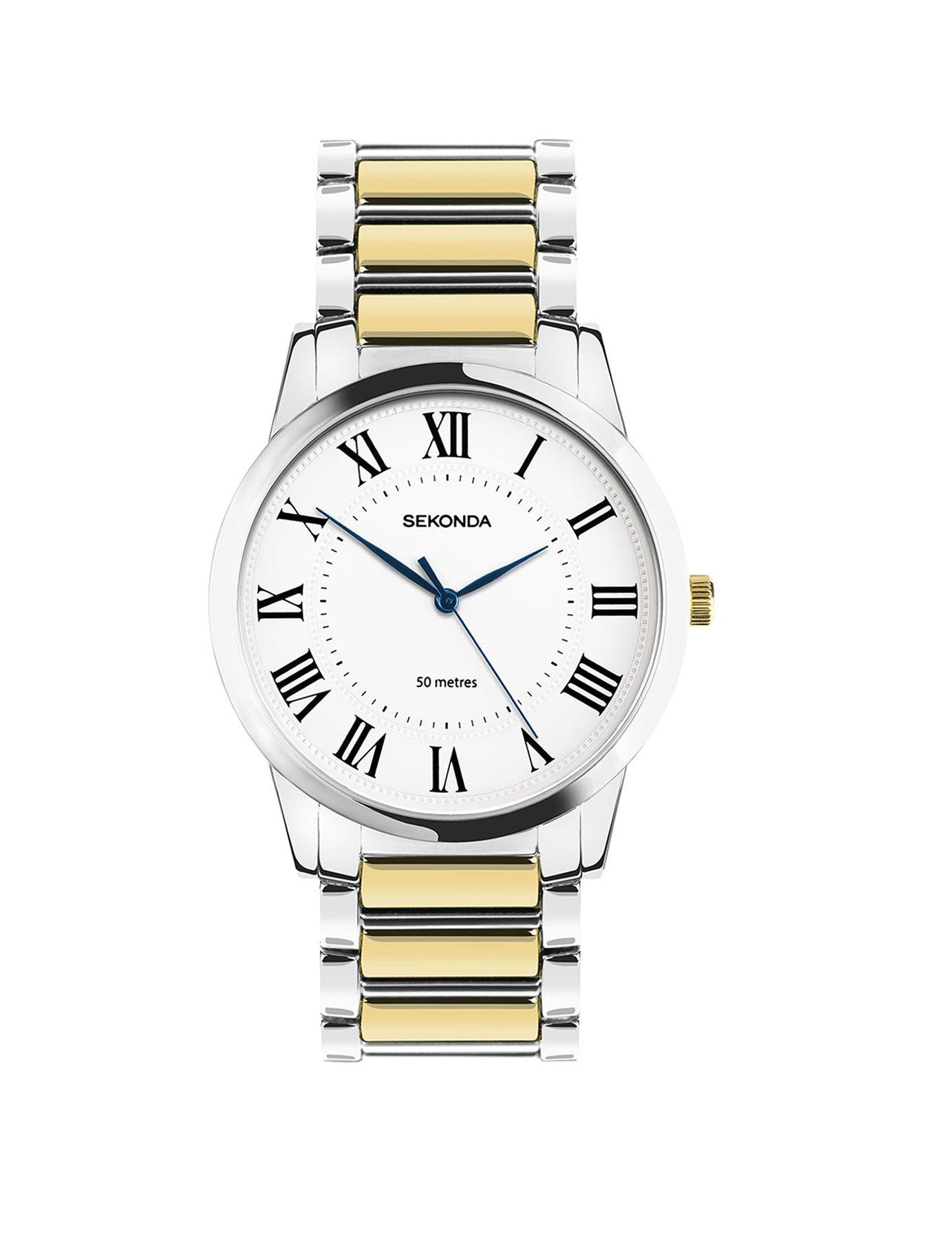 undefined Mens Beaumont Two Tone Alloy Bracelet with White Dial Analogue Watch