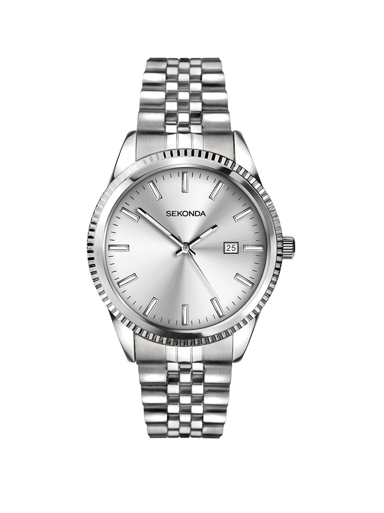 undefined Mens King Silver Stainless Steel Bracelet with Silver Dial Analogue Watch