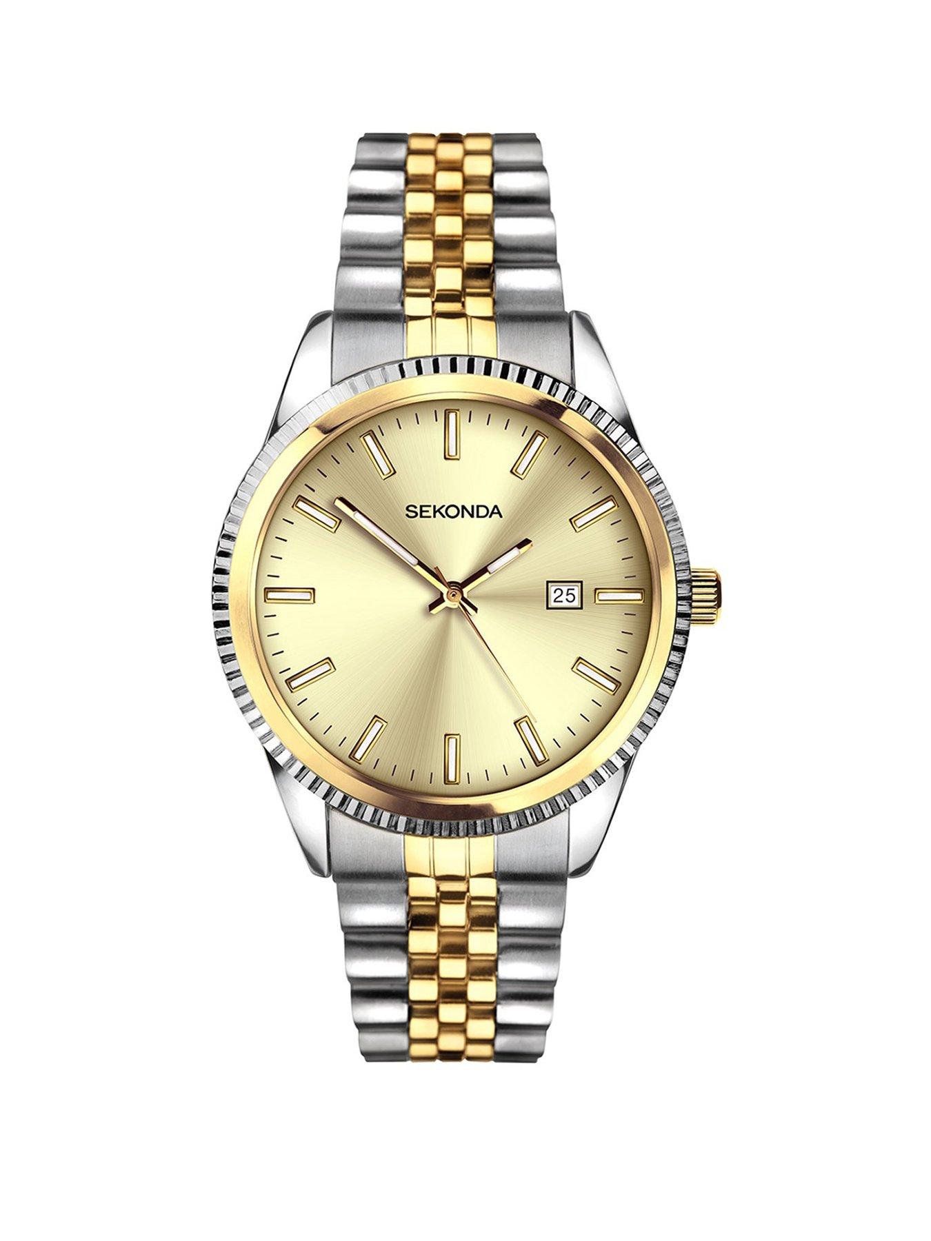 undefined Mens King Two Tone Stainless Steel Bracelet with Champagne Dial Analogue Watch