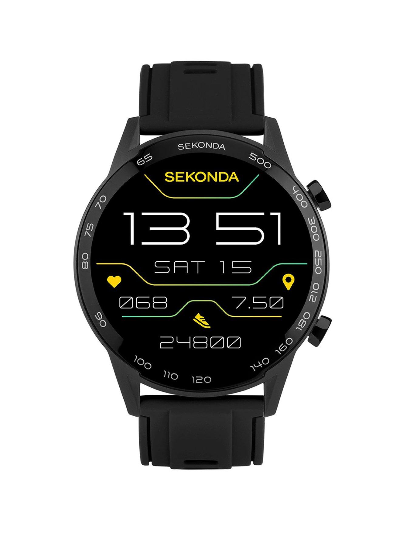 Sekonda Mens Active Plus Black Silicone Bracelet with LCD Dial Smartwatch