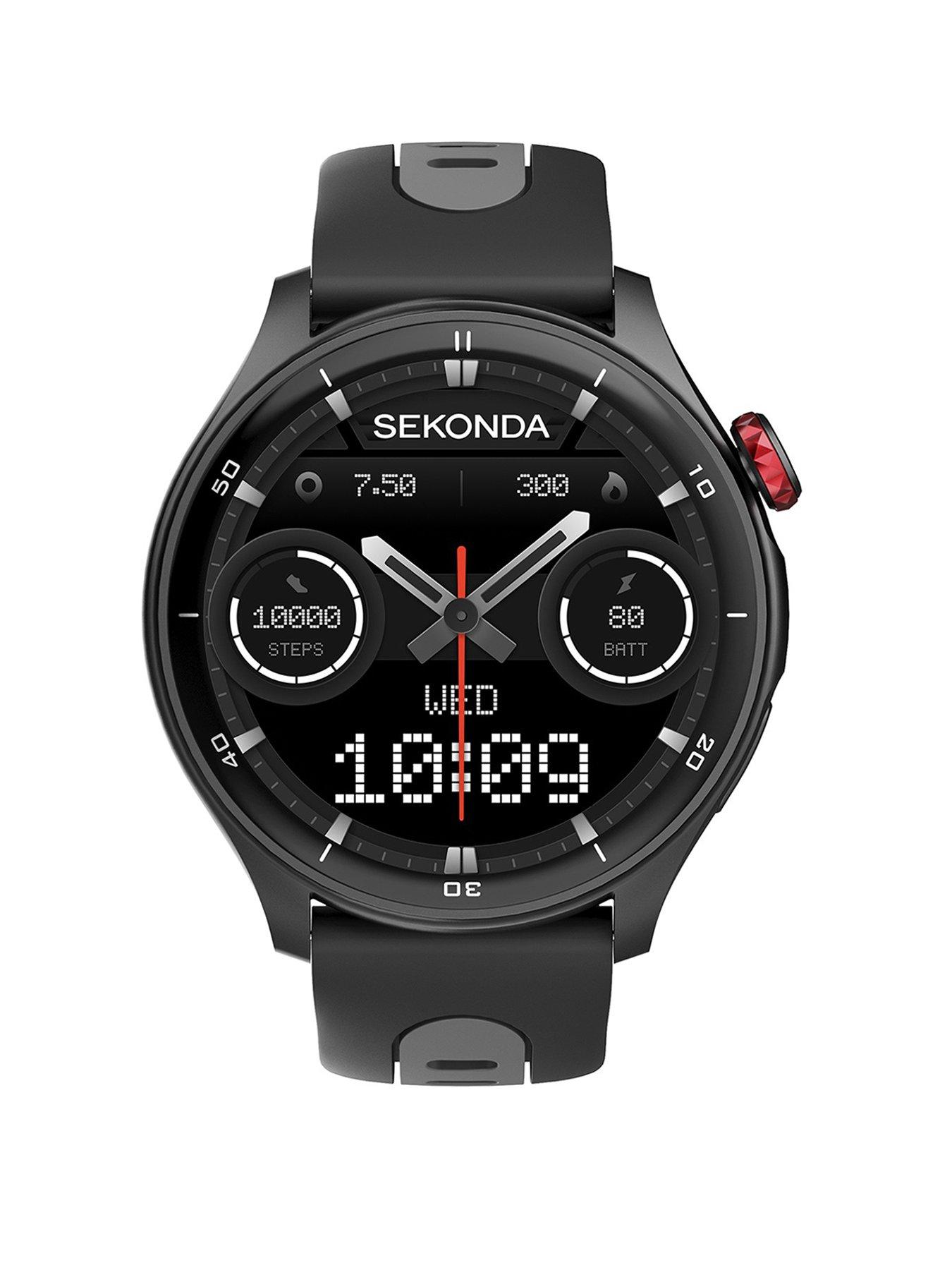 Sekonda Mens Active Pro Black  &  Grey Silicone Bracelet with AMOLED Dial Smartwatch