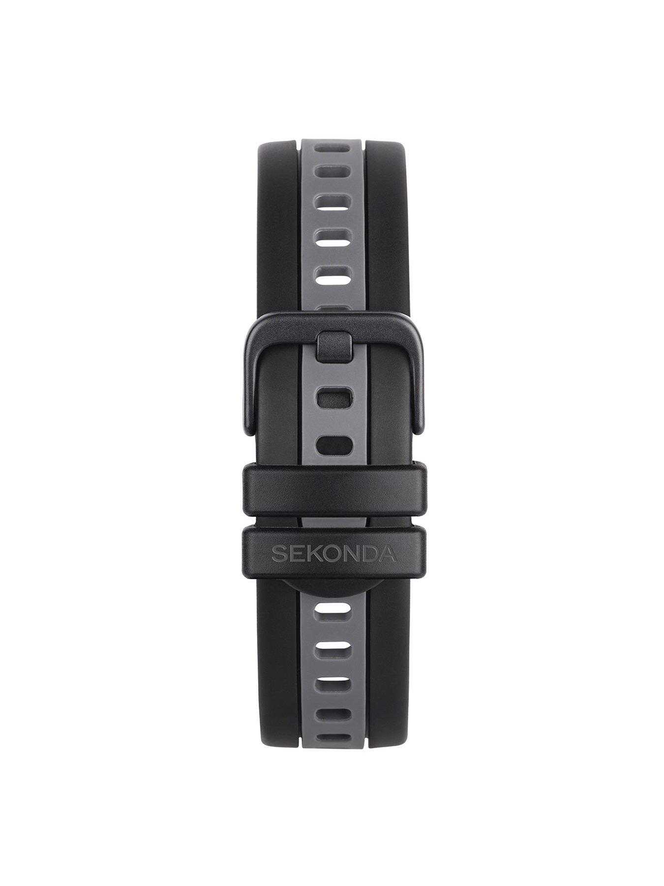 Sekonda Crossfell 30163 - Orologio digitale al quarzo da uomo, 53 mm, con display digitale con calendario 100 anni e cinturino in plastica nera, Cinturino