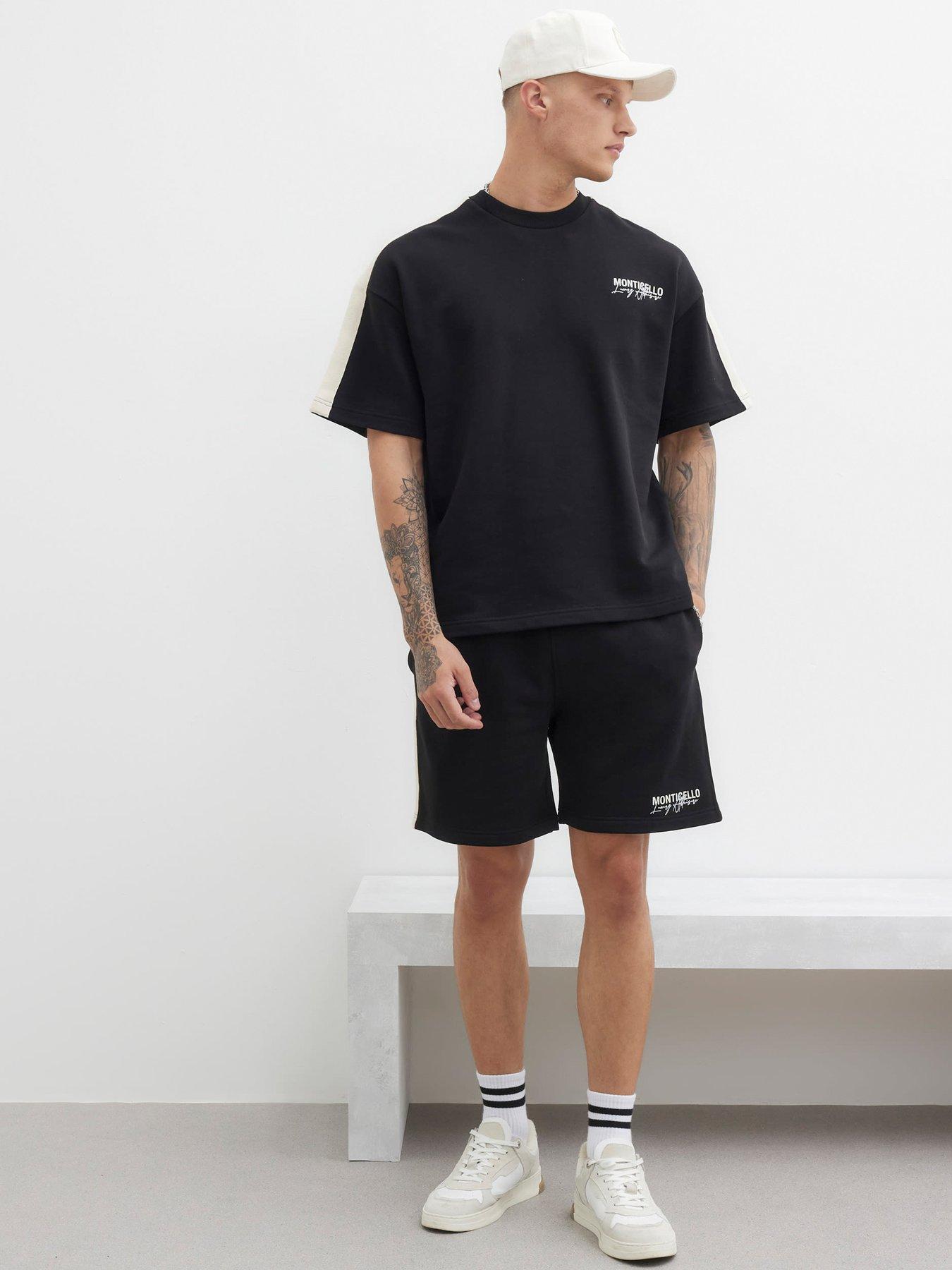 Image 3 of 4 of River Island Monticello Graphic Taped T-Shirt - Black