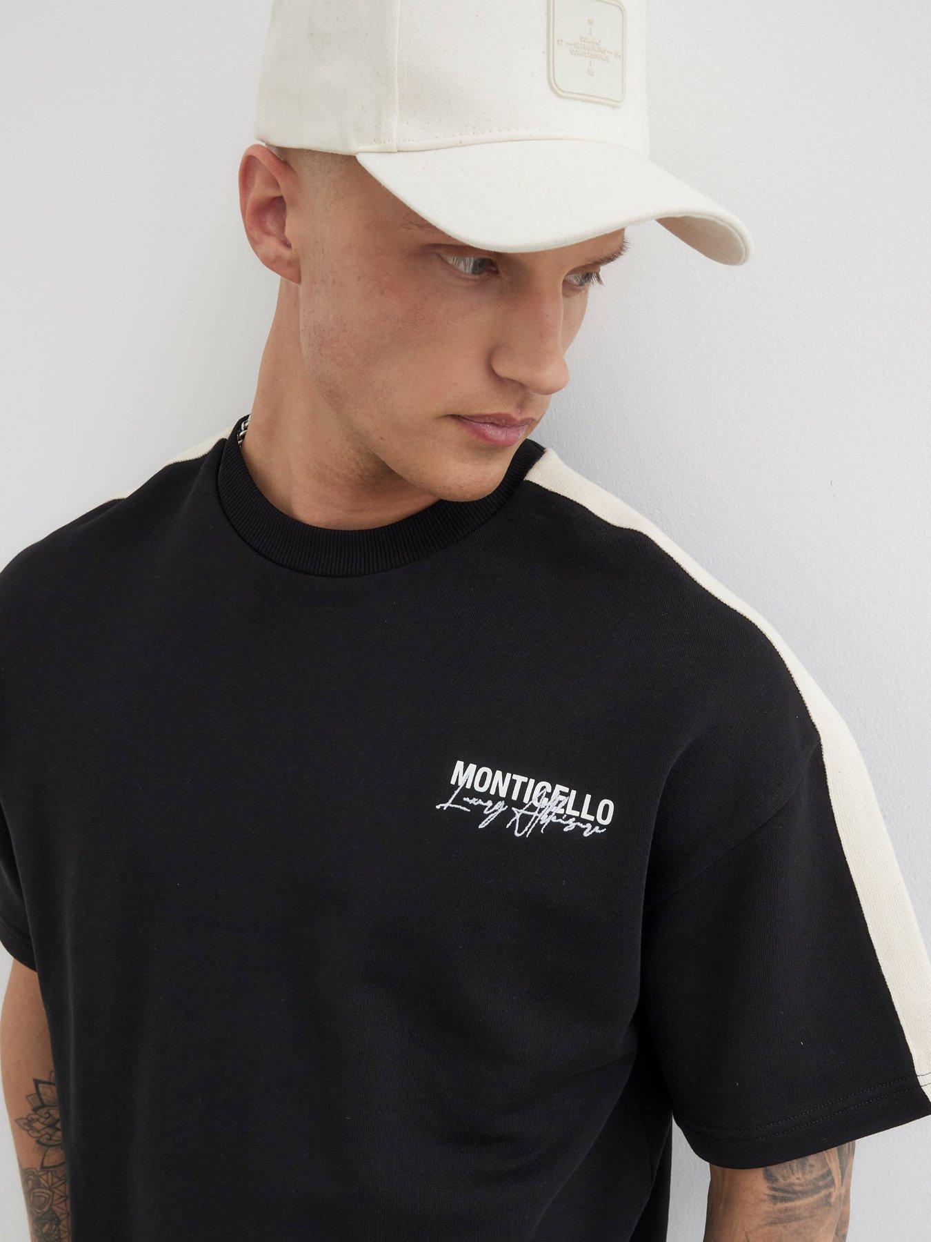Image 4 of 4 of River Island Monticello Graphic Taped T-Shirt - Black
