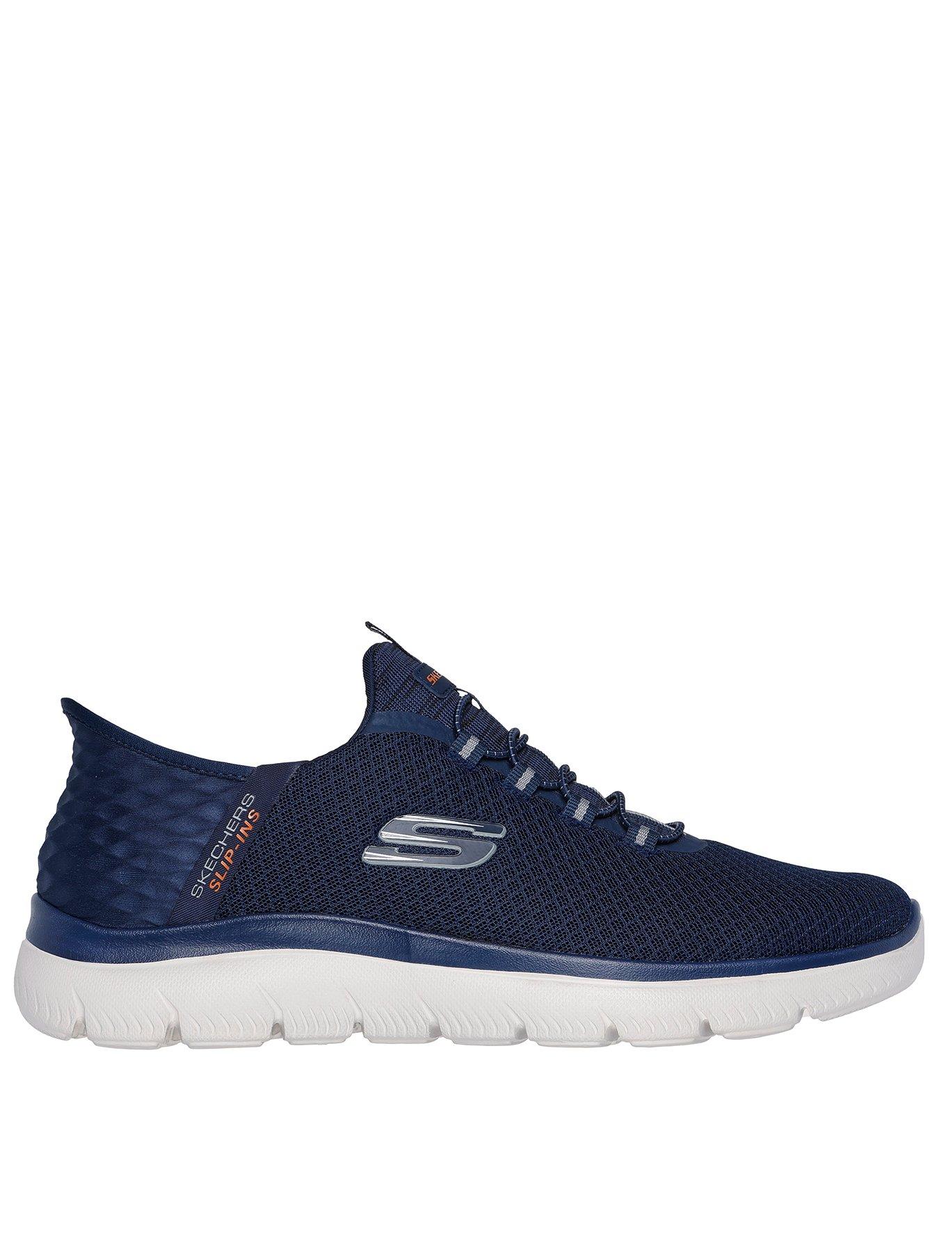 Skechers Summits Wide Fit Mesh Slip On Trainers- Navy