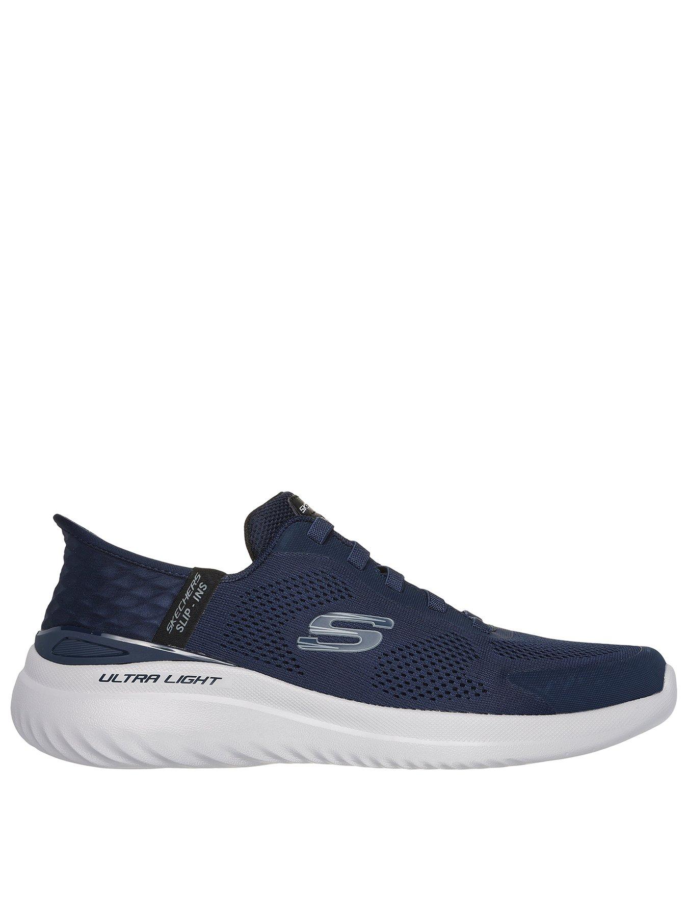 undefined Bounder 20 Wide Fit Memory Foam Slip On Trainers- Navy