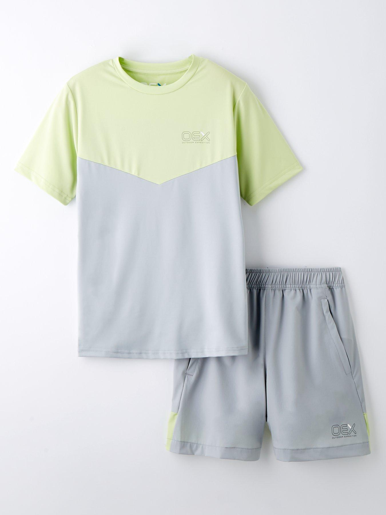undefined Junior Boys Flynn Tee and Shorts - Yellow/Grey