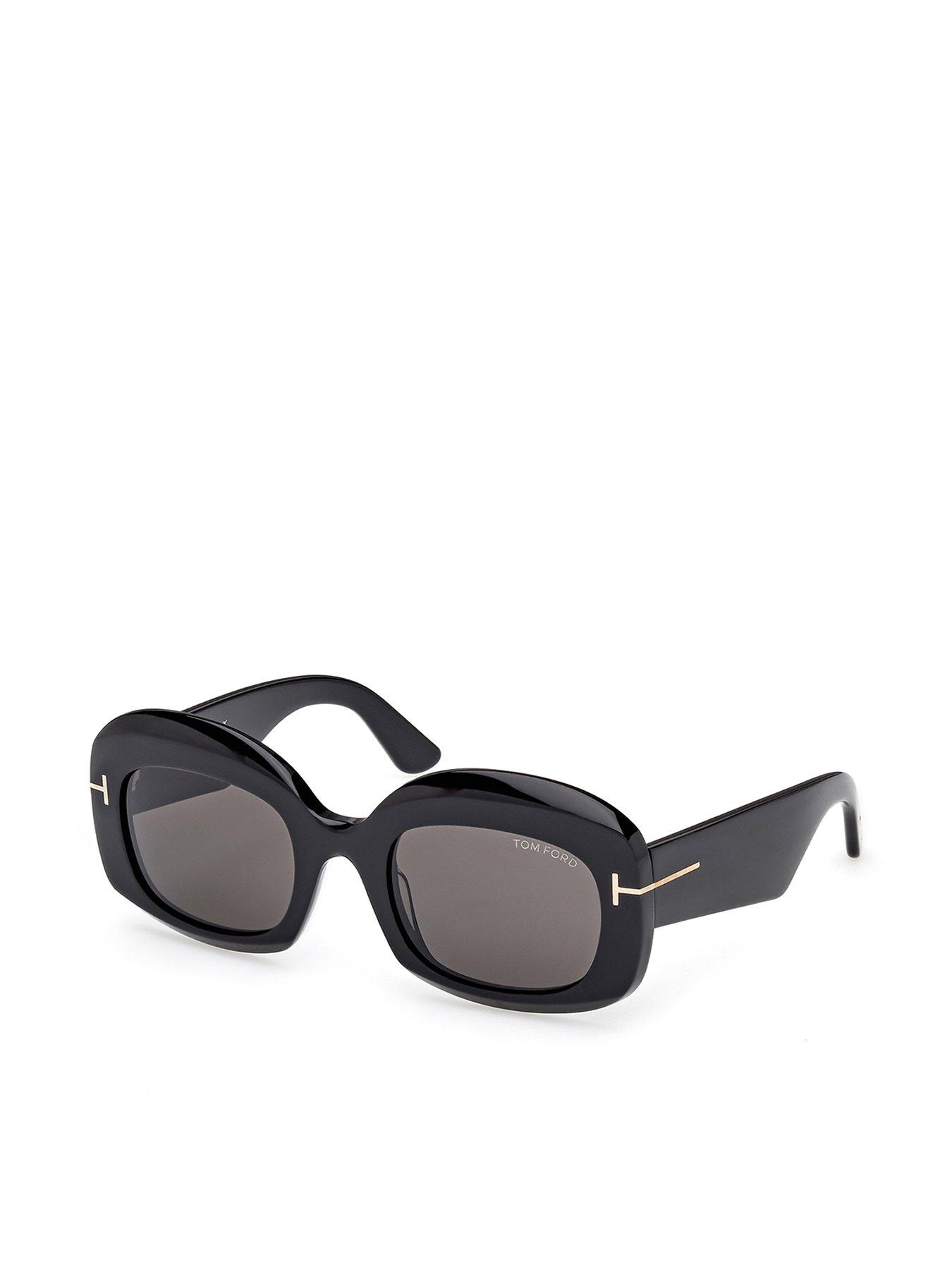 undefined Carmen Rectangular Acetate Sunglasses - Shiny Black