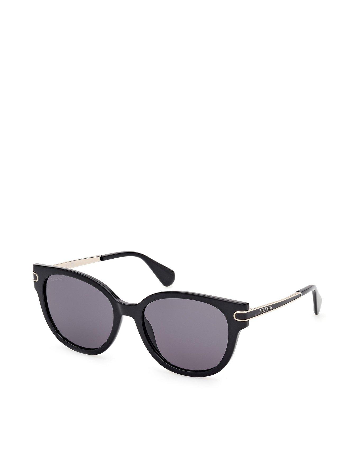 undefined Mo0121 Round Injected Sunglasses - Shiny Black