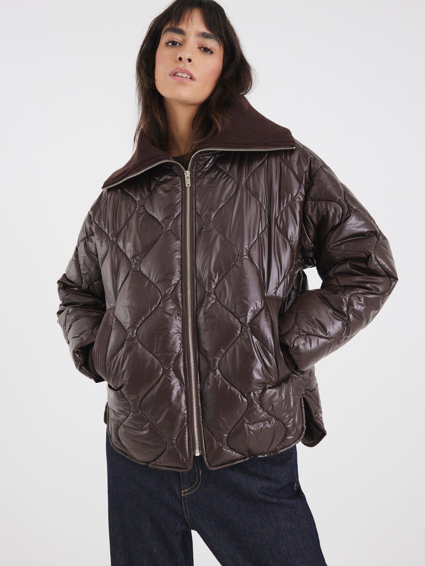 River Island Rib Collar Liner Jacket Brown Very