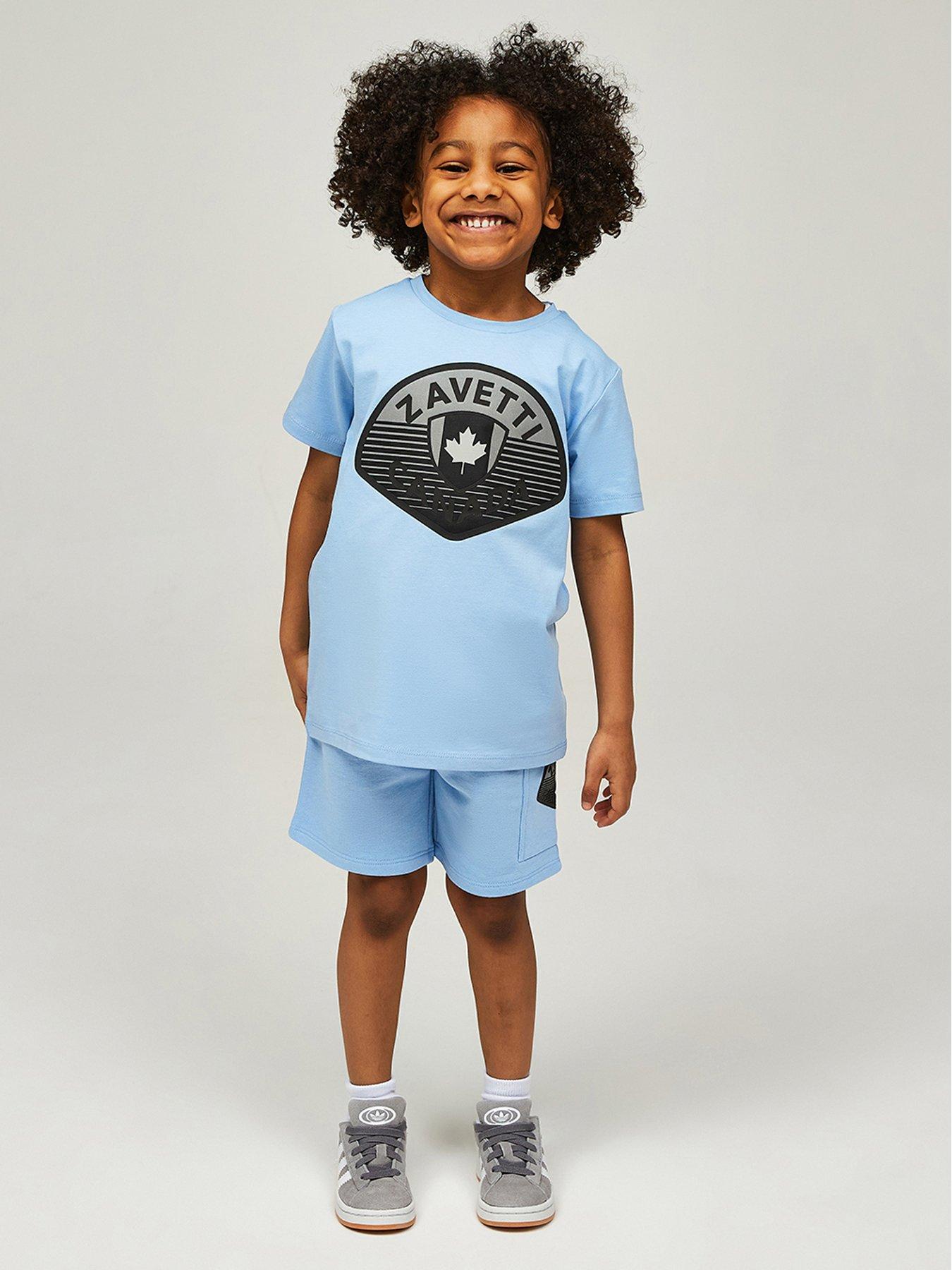 undefined Younger Boys Botticini Reflective Short Sleeve T-shirt And Shorts Set - Blue