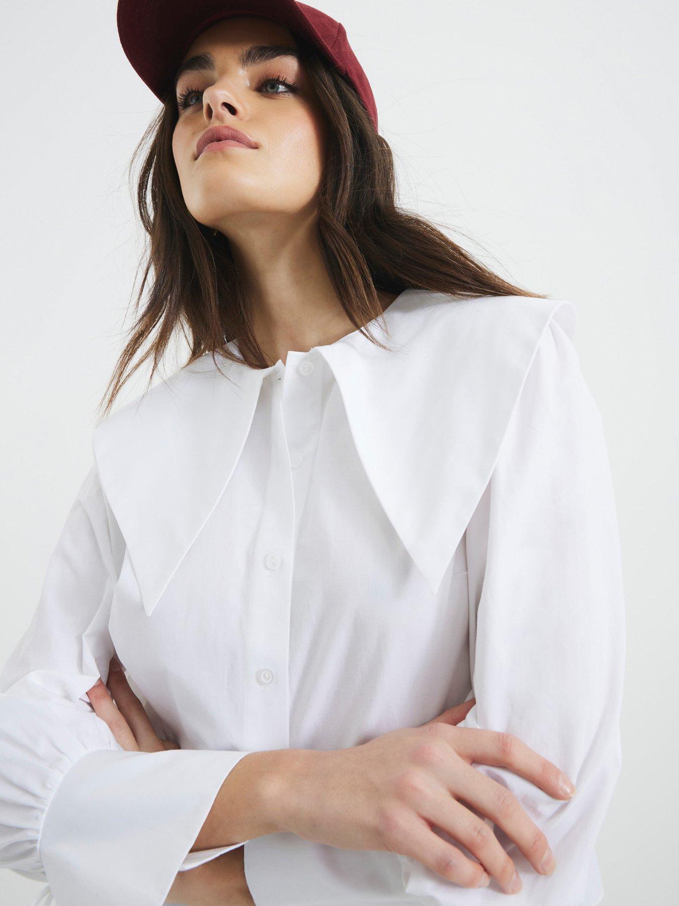 undefined Large Collar Blouse - White