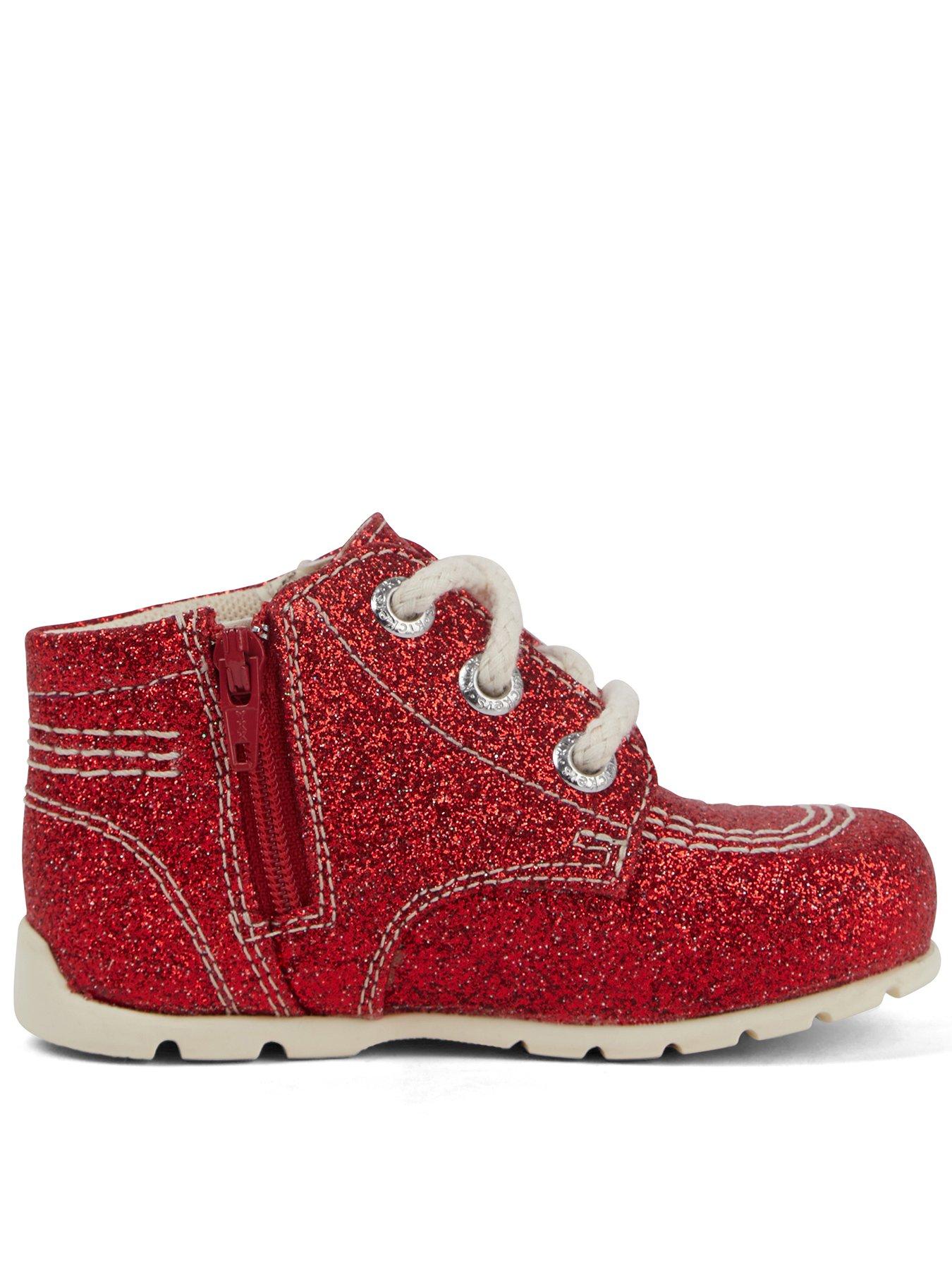 Kickers Kick Hi Baby Glitter Lthr B Red