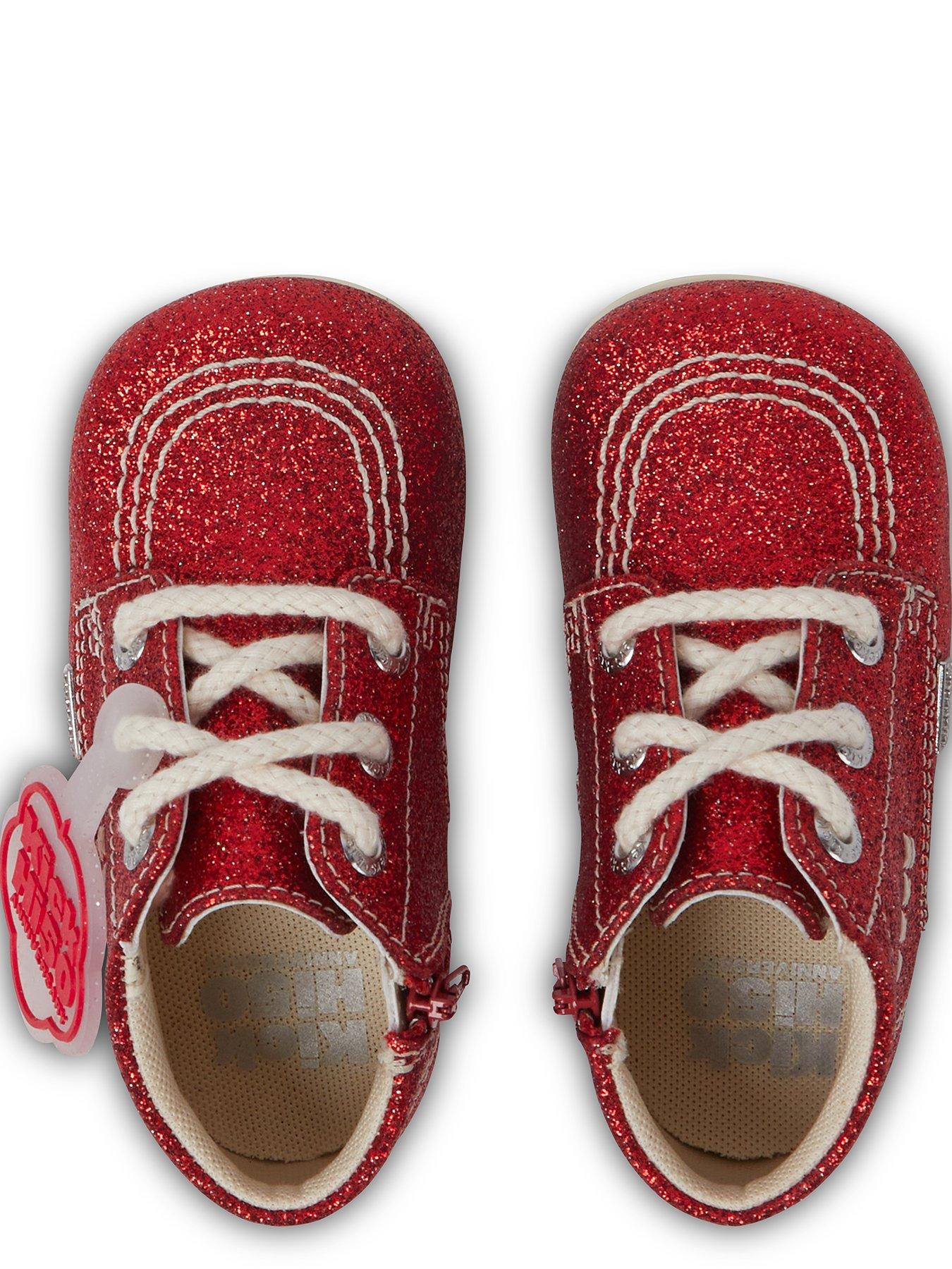 Kickers Kick Hi Baby Glitter Lthr B Red Very