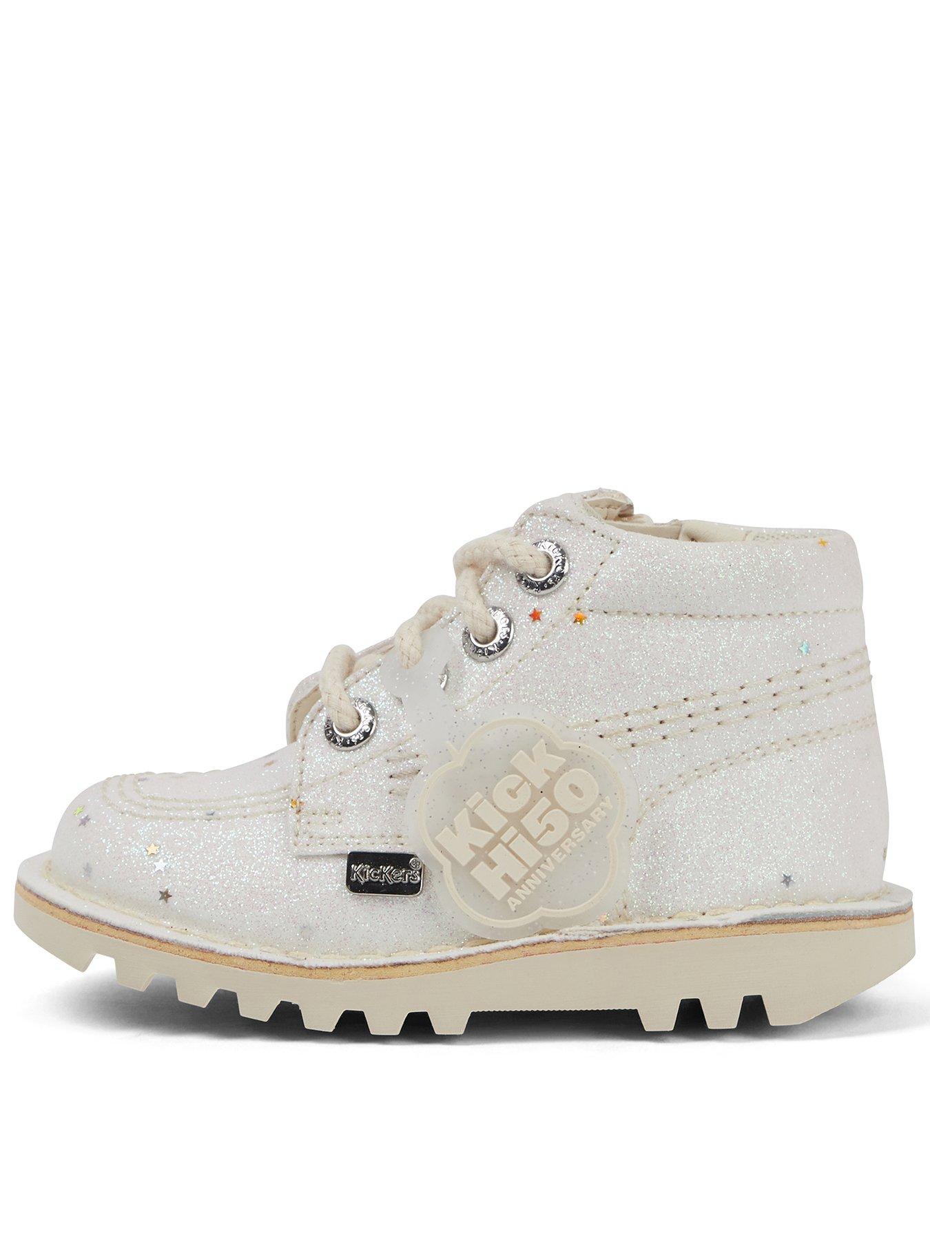Kickers Toddler Kick Hi Glitter Text Iu Wht
