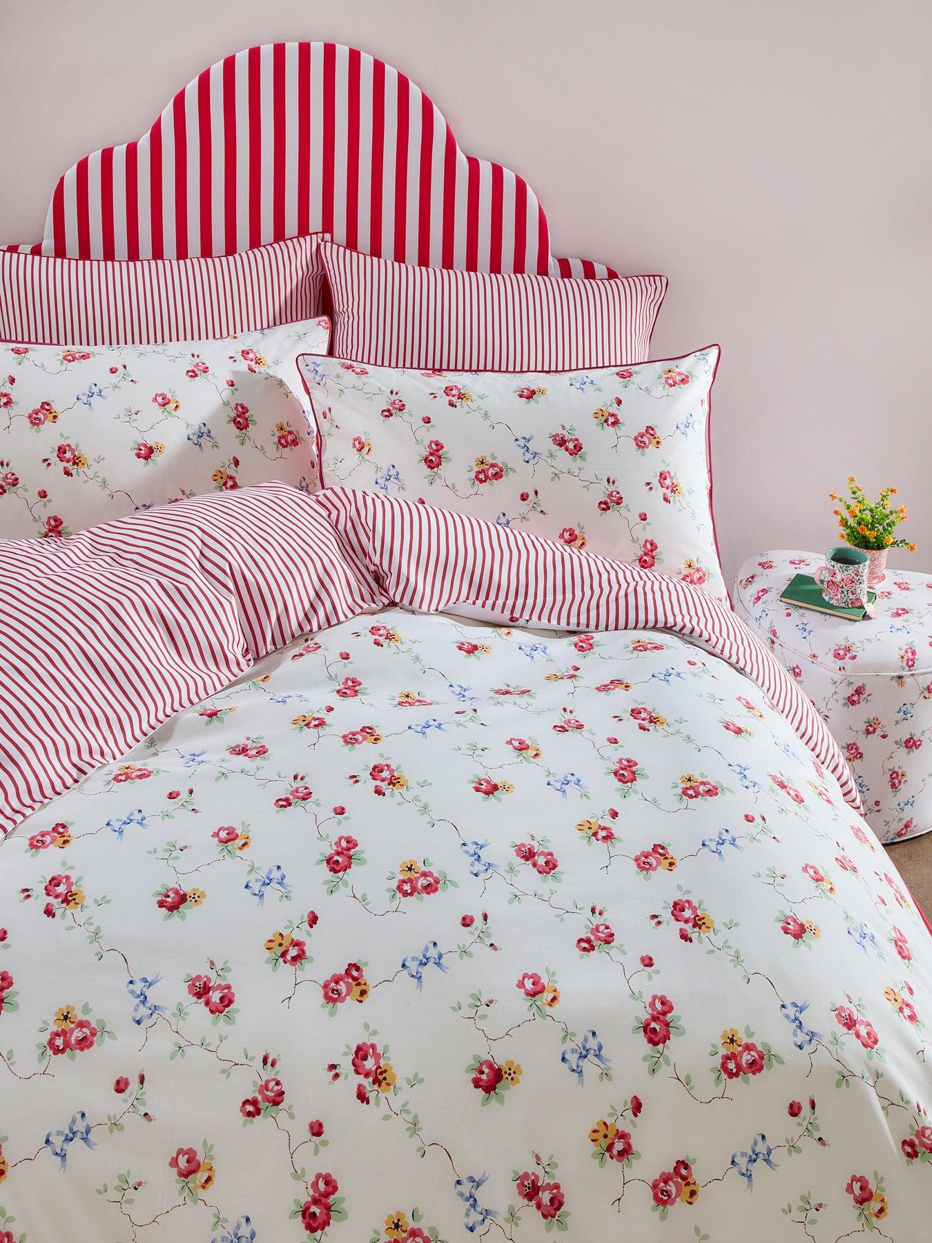 Image 1 of 7 of Cath Kidston Rose and Bows 100% Cotton Percale Duvet Cover&nbsp;Set