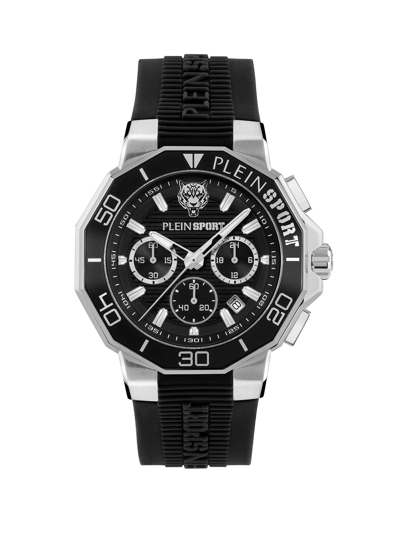 undefined Plein Sport WATCH TITAN 46MM , C/SS D/BLACK , S/BLACK SILICONE watch