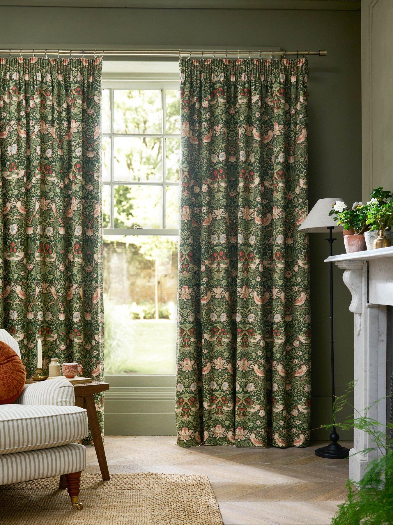 Image 1 of 3 of William Morris at Home Strawberry Thief Blackout Lined Pencil Pleat Curtains