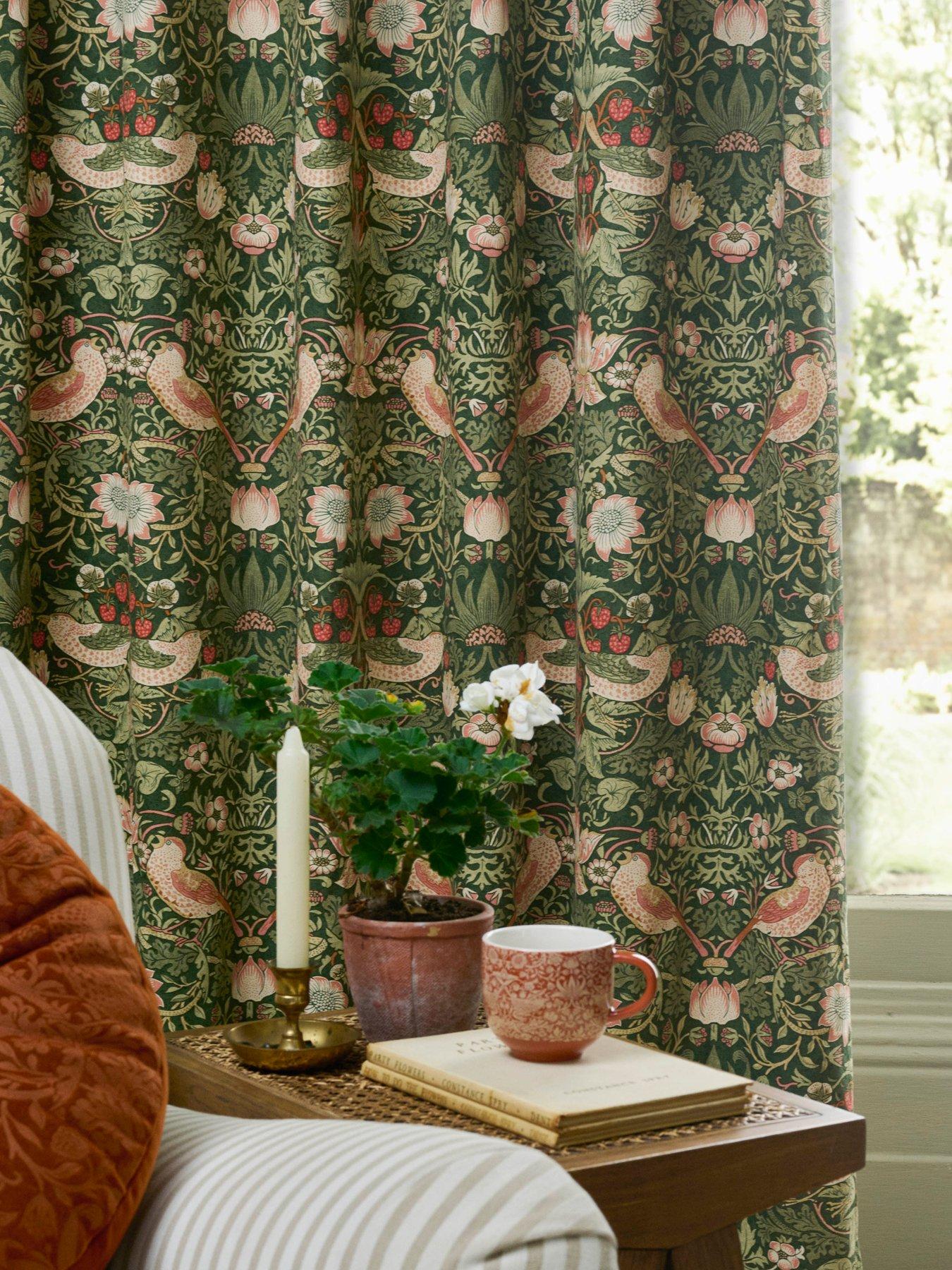 Image 2 of 3 of William Morris at Home Strawberry Thief Blackout Lined Pencil Pleat Curtains