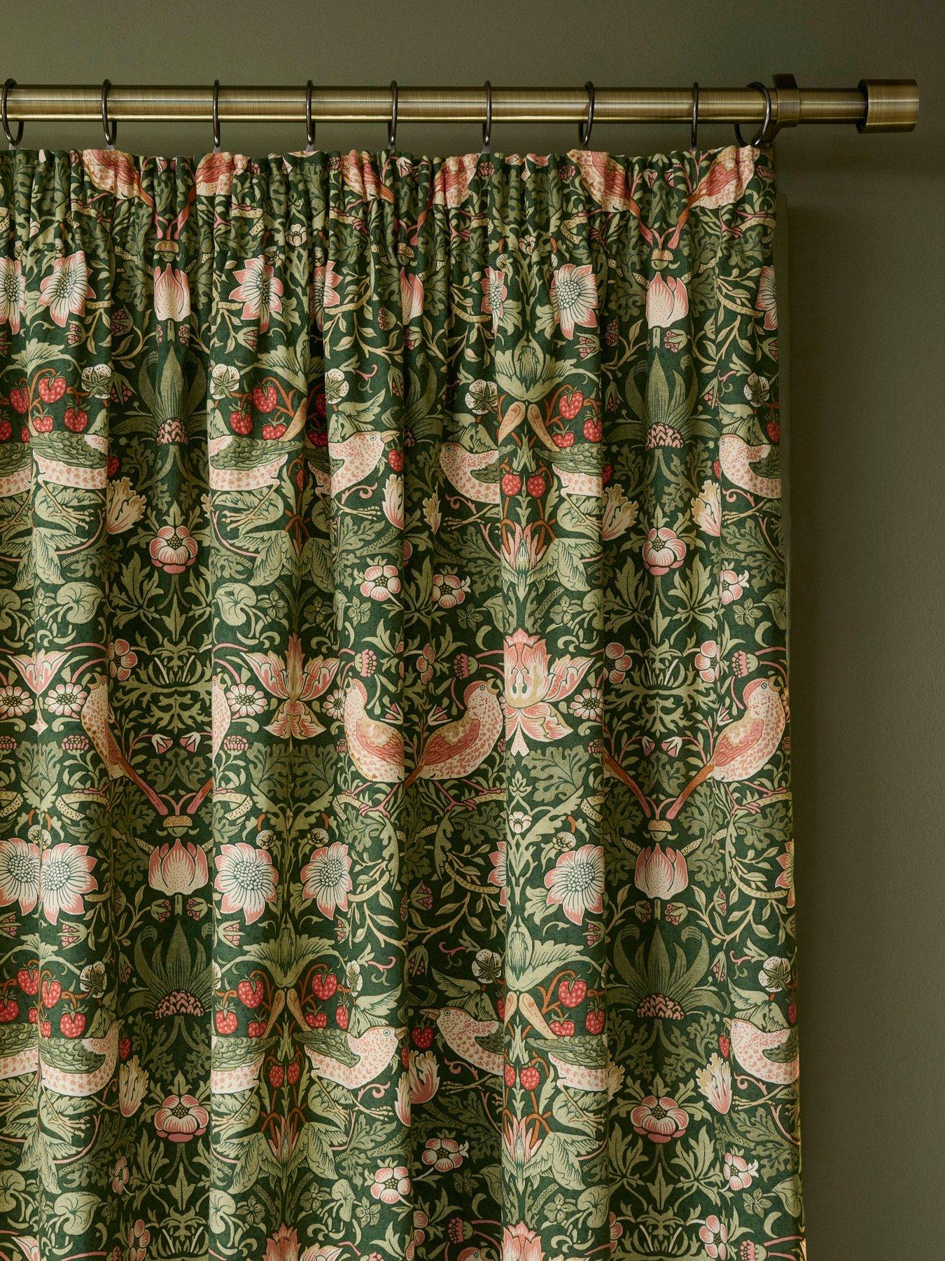 Image 3 of 3 of William Morris at Home Strawberry Thief Blackout Lined Pencil Pleat Curtains