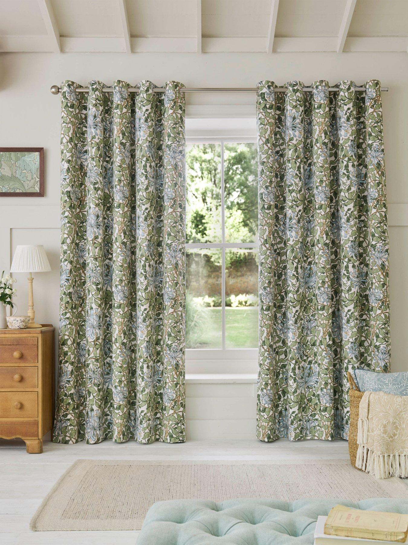 undefined Honeysuckle Lined Blackout Curtains - Blue