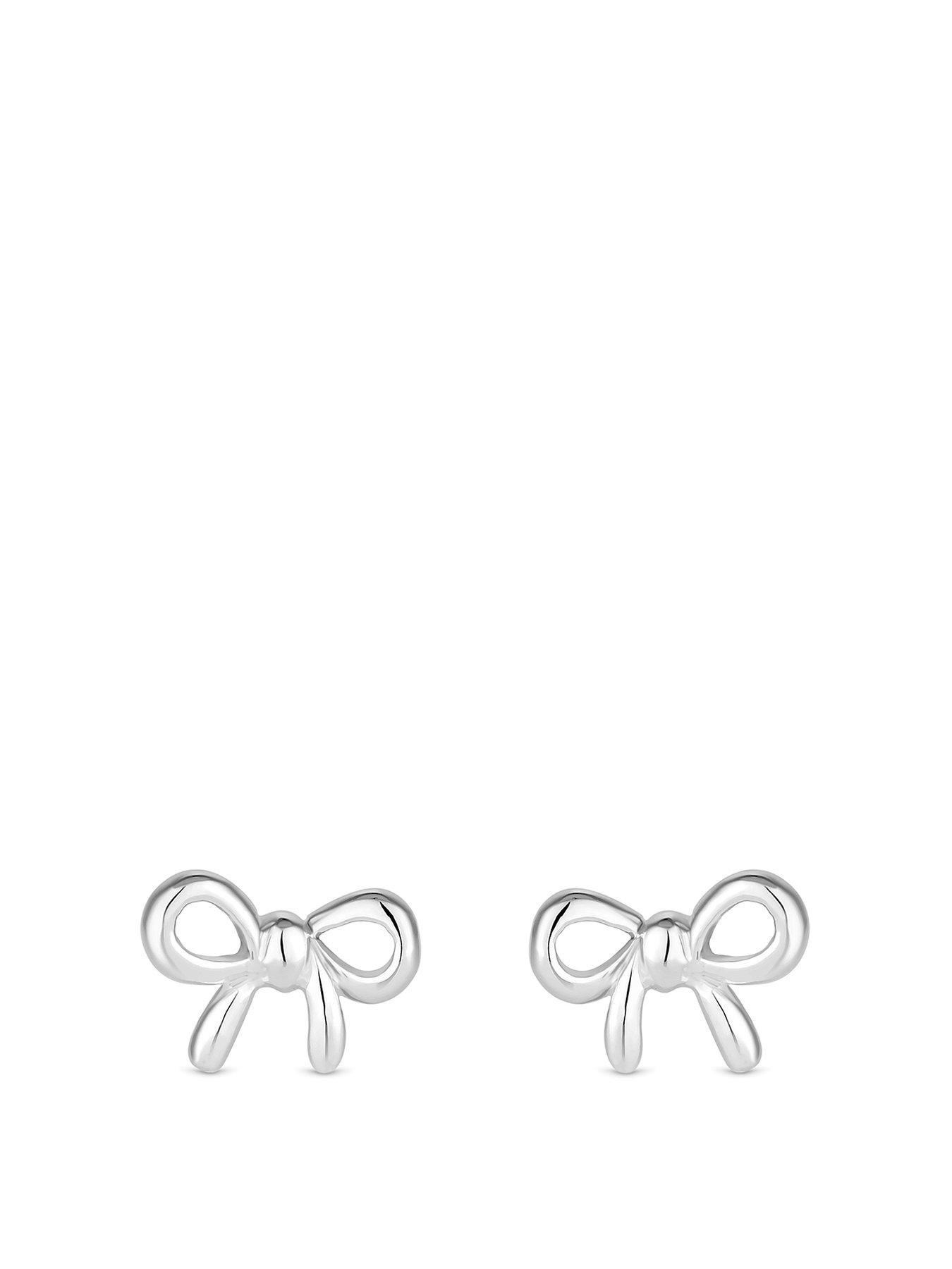 Product photograph of Simply Silver Sterling Silver 925 Polished Bow Stud Earrings from very.co.uk