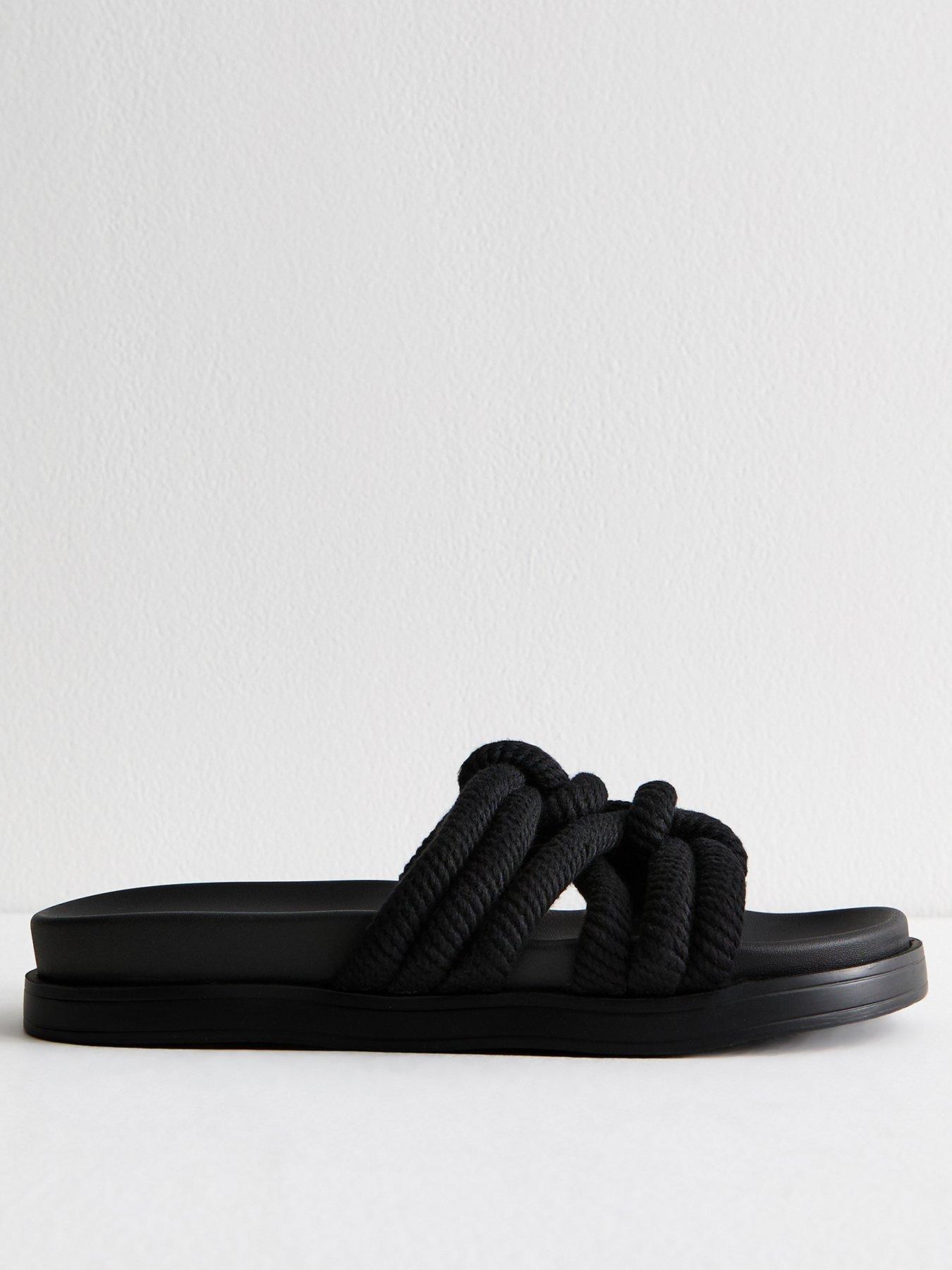 undefined Knotted Rope Strap Mule Sandals - Black